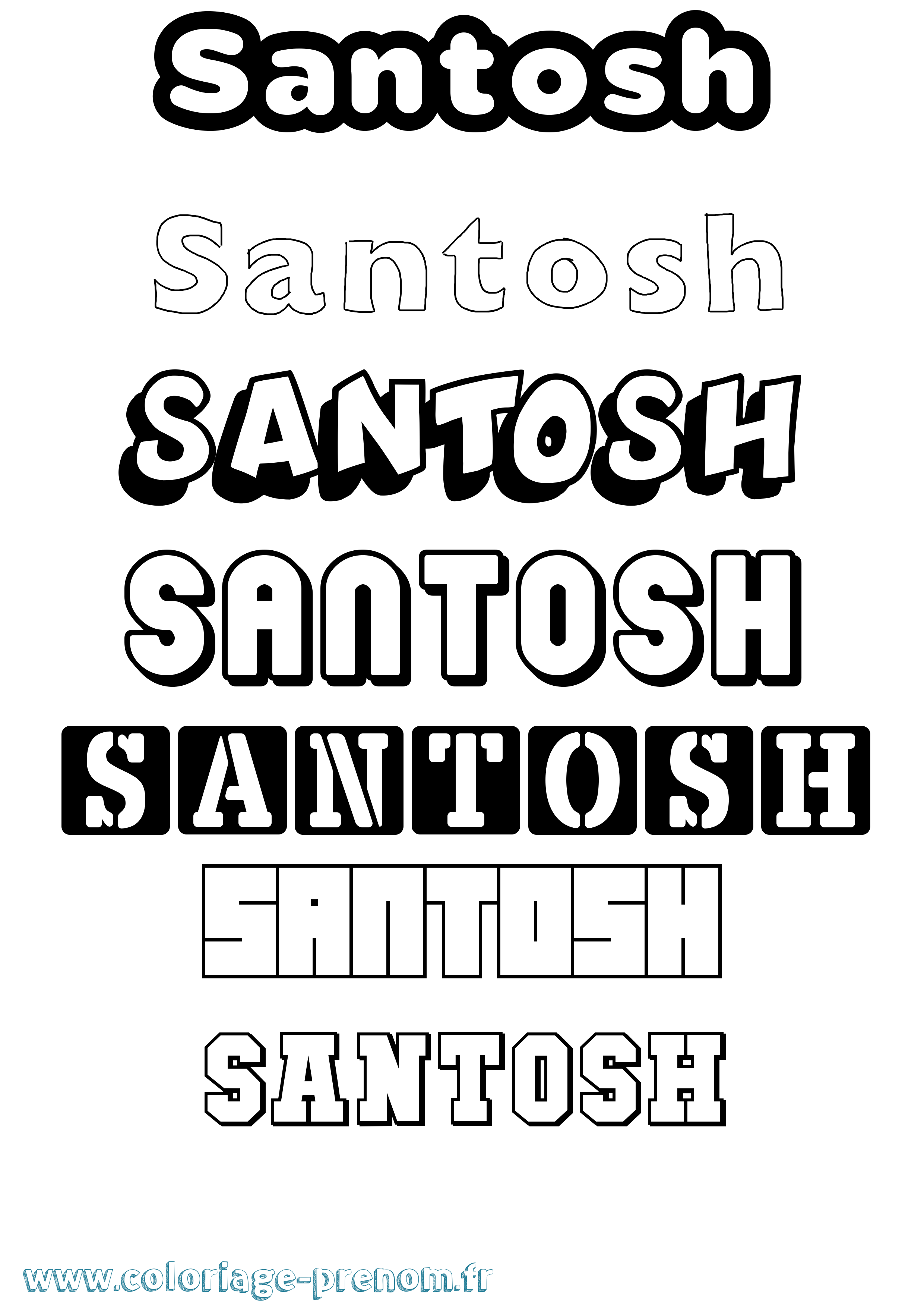 Coloriage prénom Santosh Simple