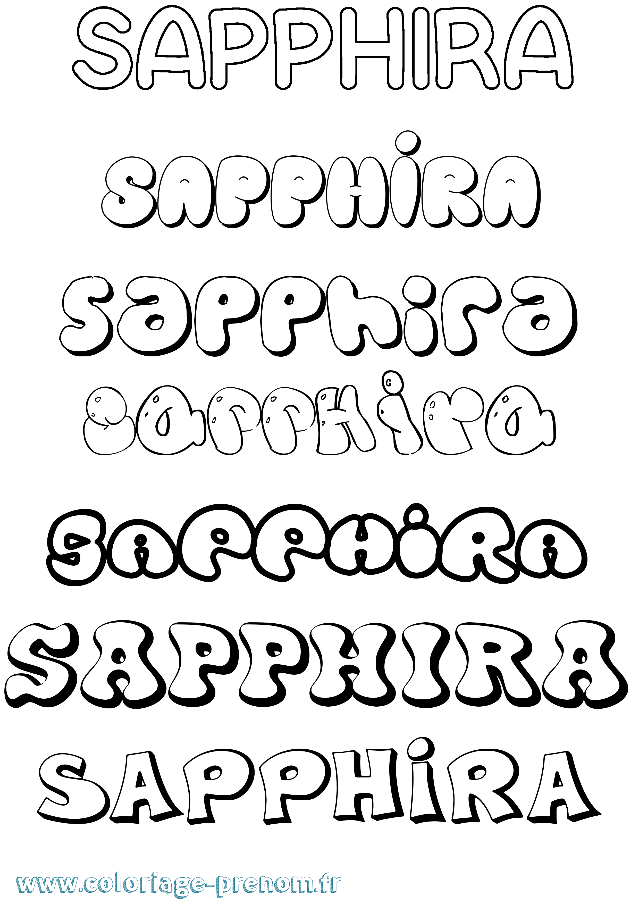Coloriage Sapphira Bubble Coloriage prénom Sapphira Bubble