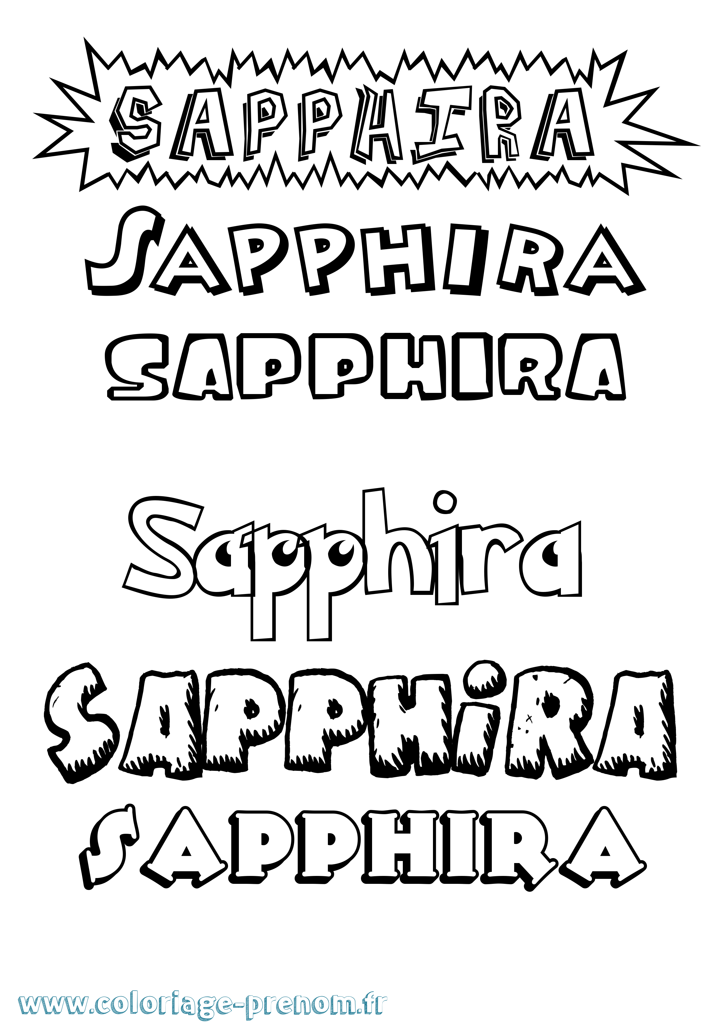 Coloriage Sapphira Dessin Animé Coloriage prénom Sapphira Dessin Animé