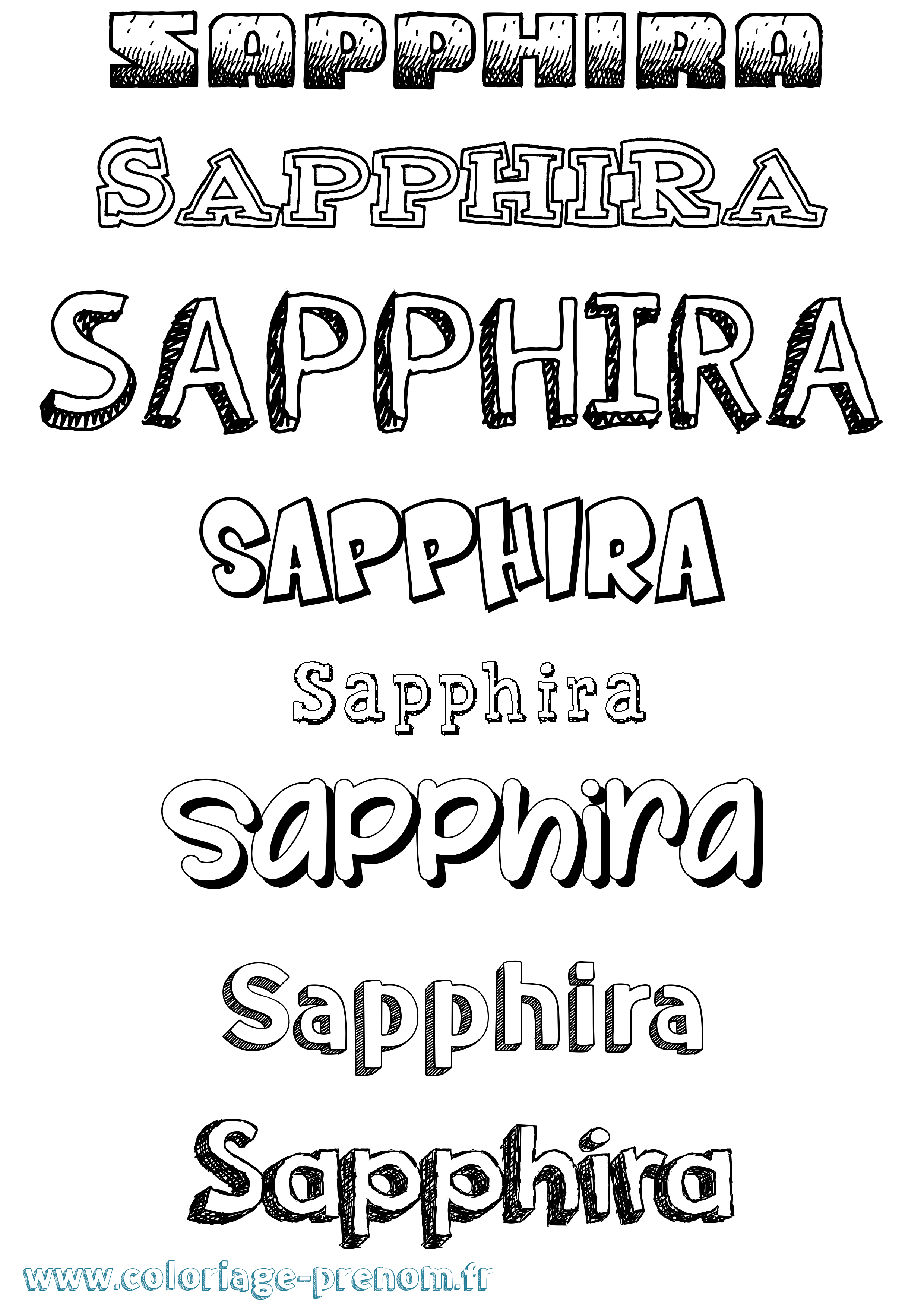 Coloriage Sapphira Dessiné Coloriage prénom Sapphira Dessiné