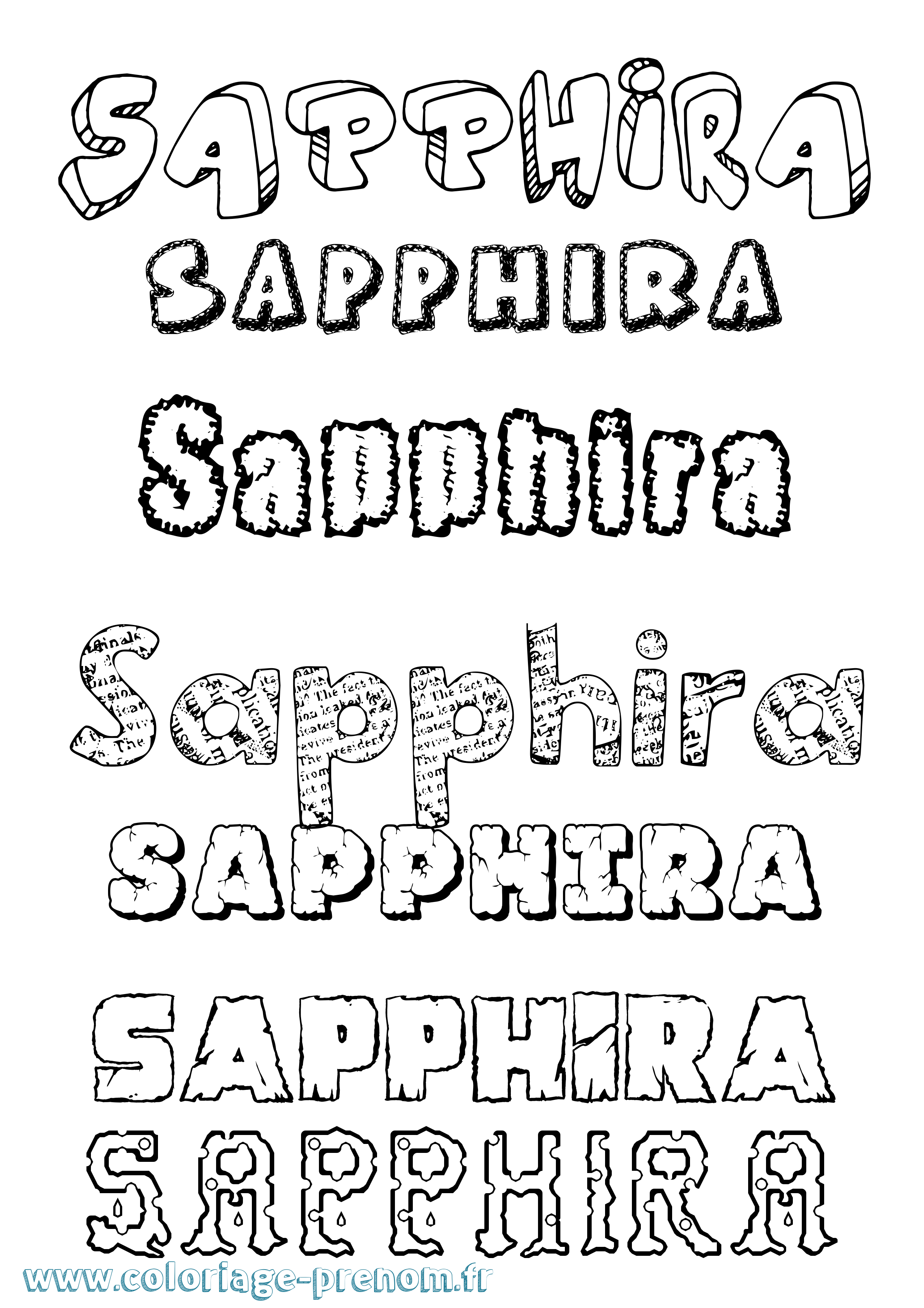 Coloriage Sapphira Destructuré Coloriage prénom Sapphira Destructuré