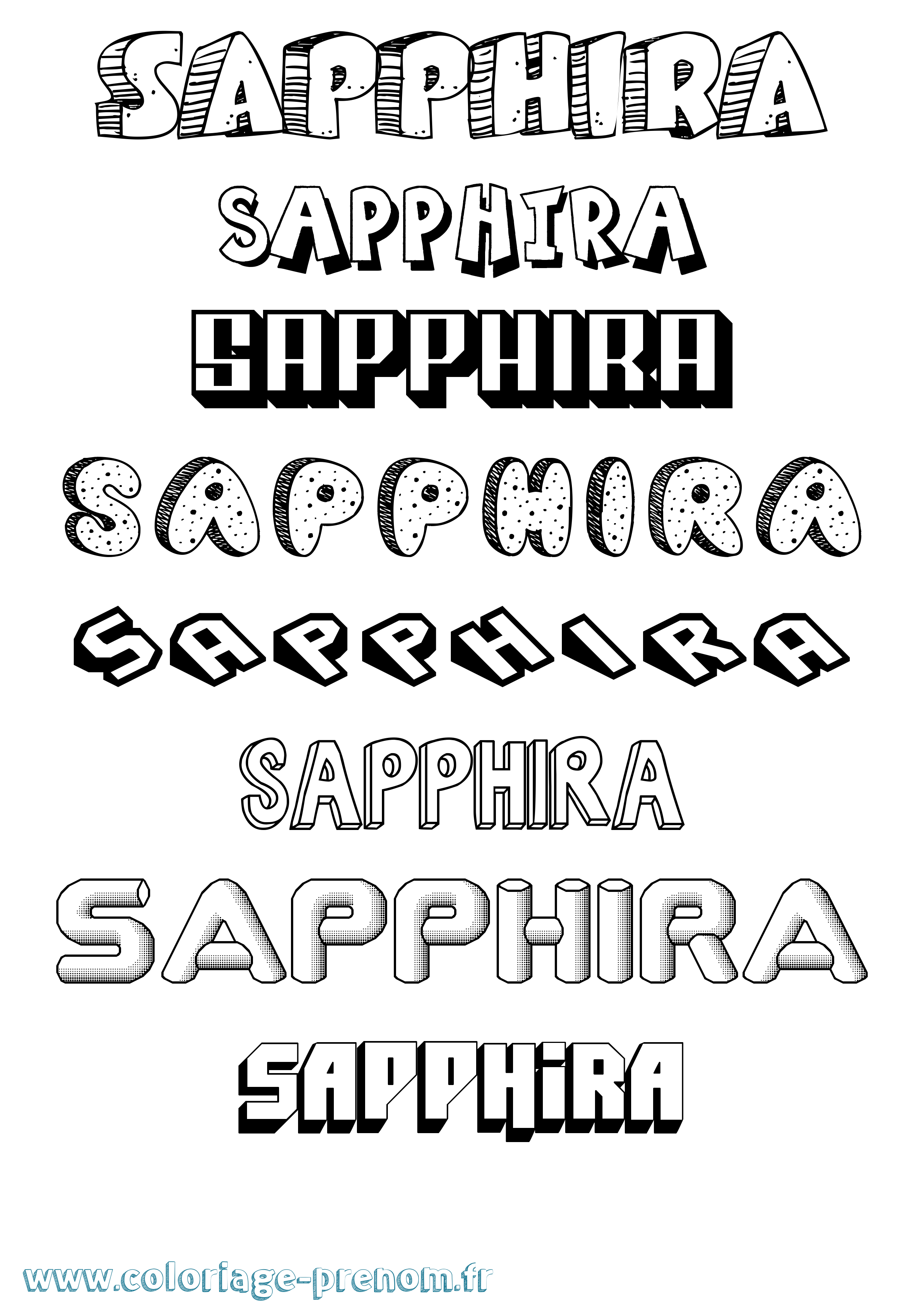 Coloriage Sapphira Effet 3D Coloriage prénom Sapphira Effet 3D