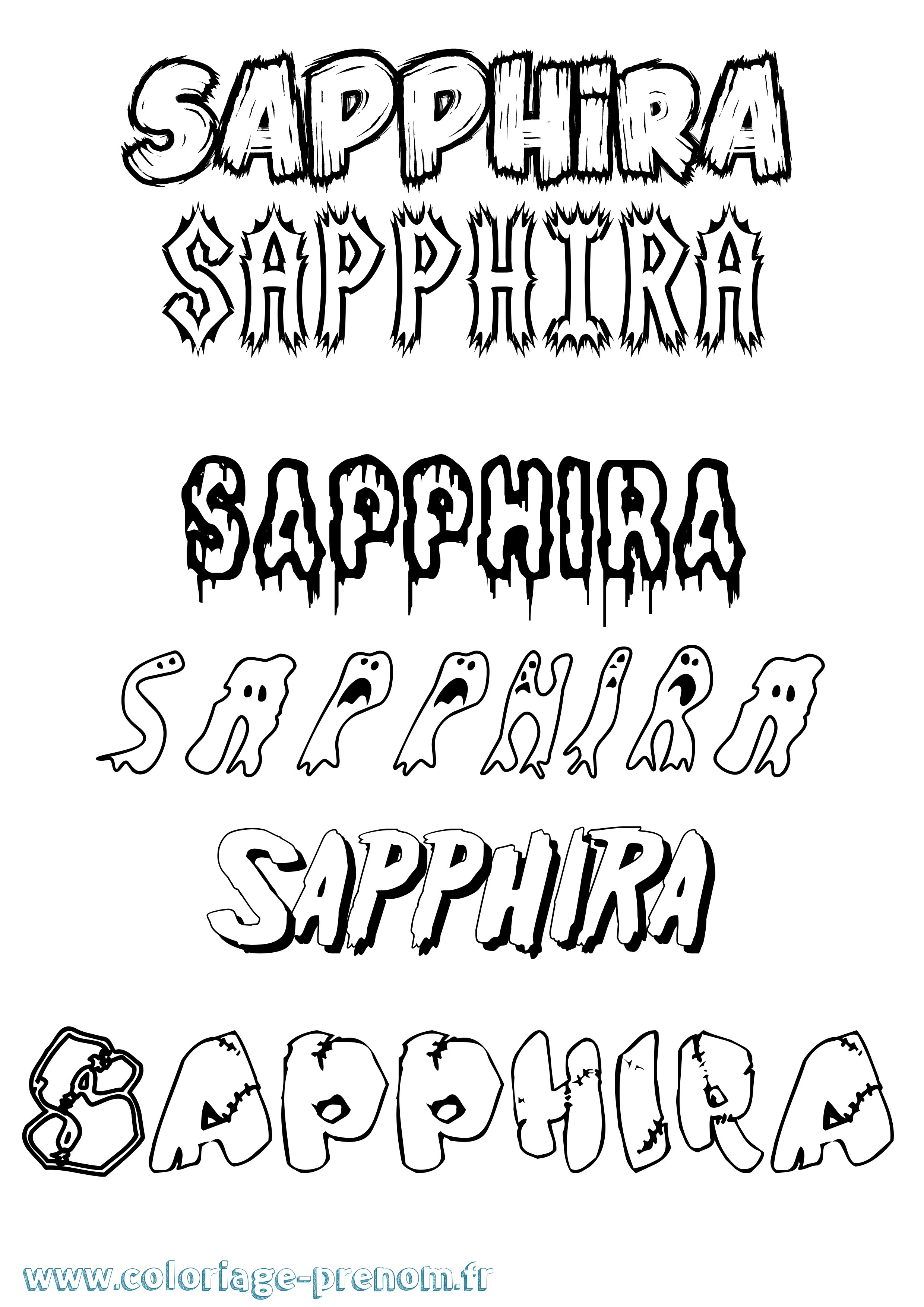 Coloriage Sapphira Frisson Coloriage prénom Sapphira Frisson