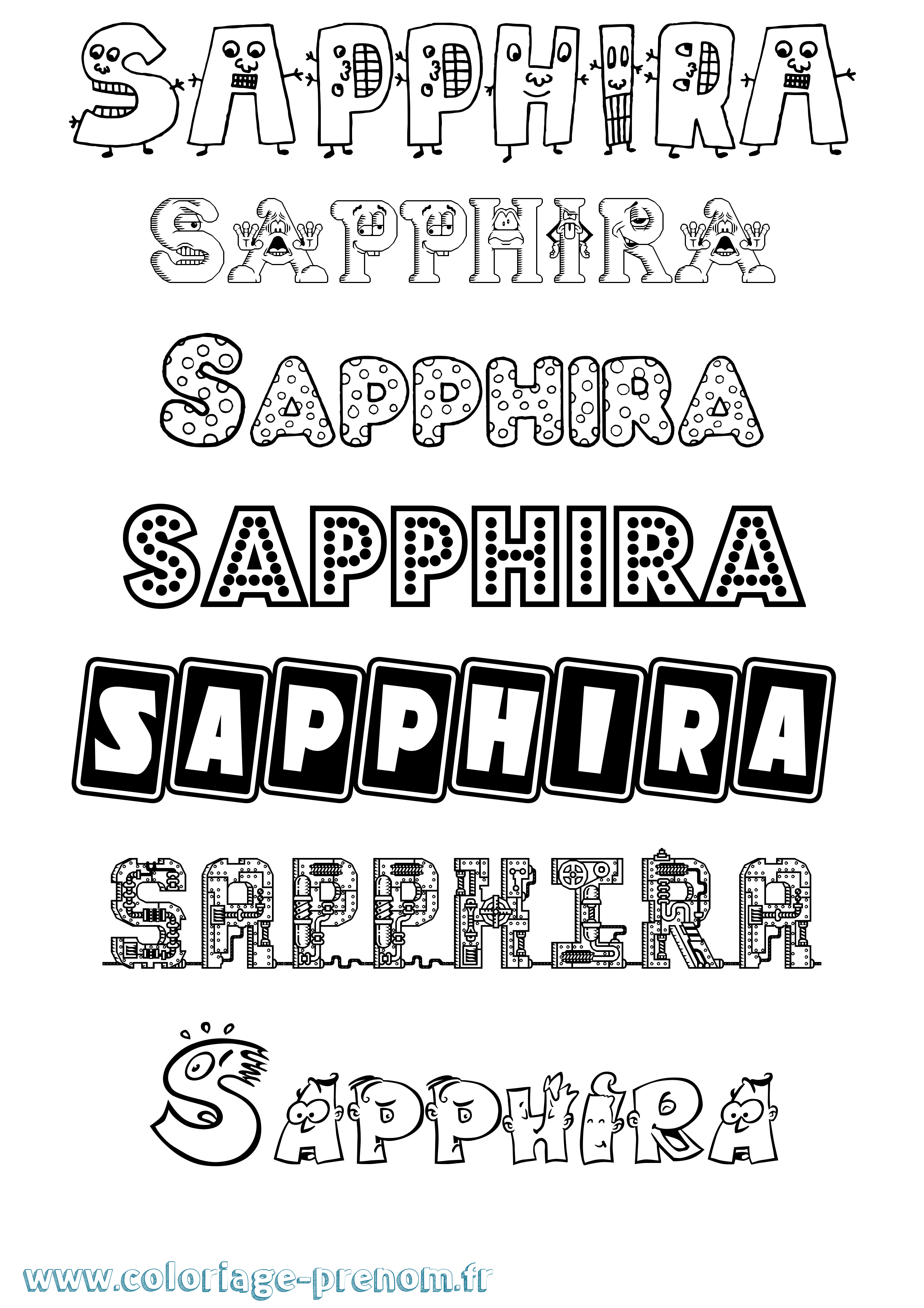 Coloriage Sapphira Fun Coloriage prénom Sapphira Fun
