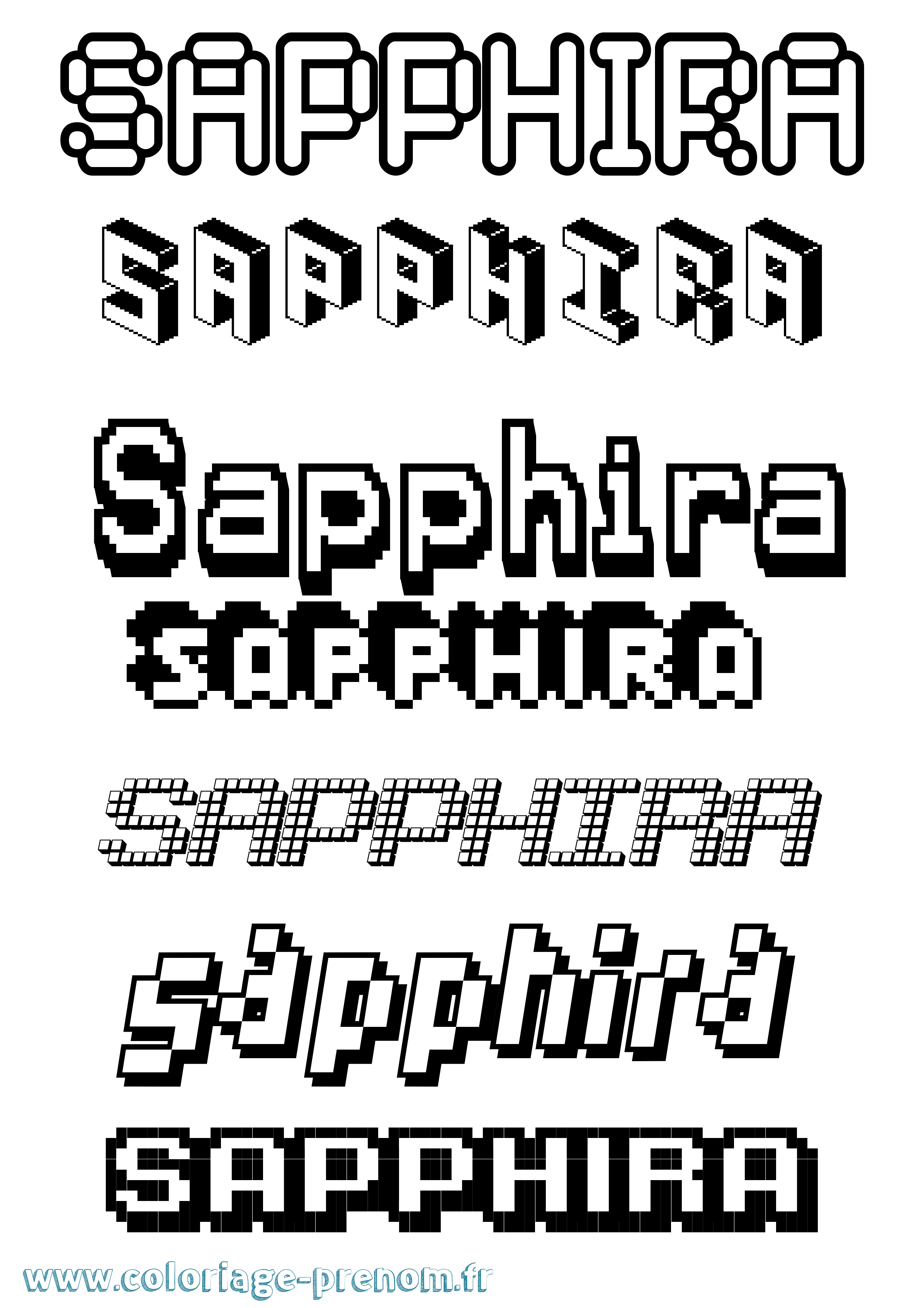 Coloriage Sapphira Pixel Coloriage prénom Sapphira Pixel
