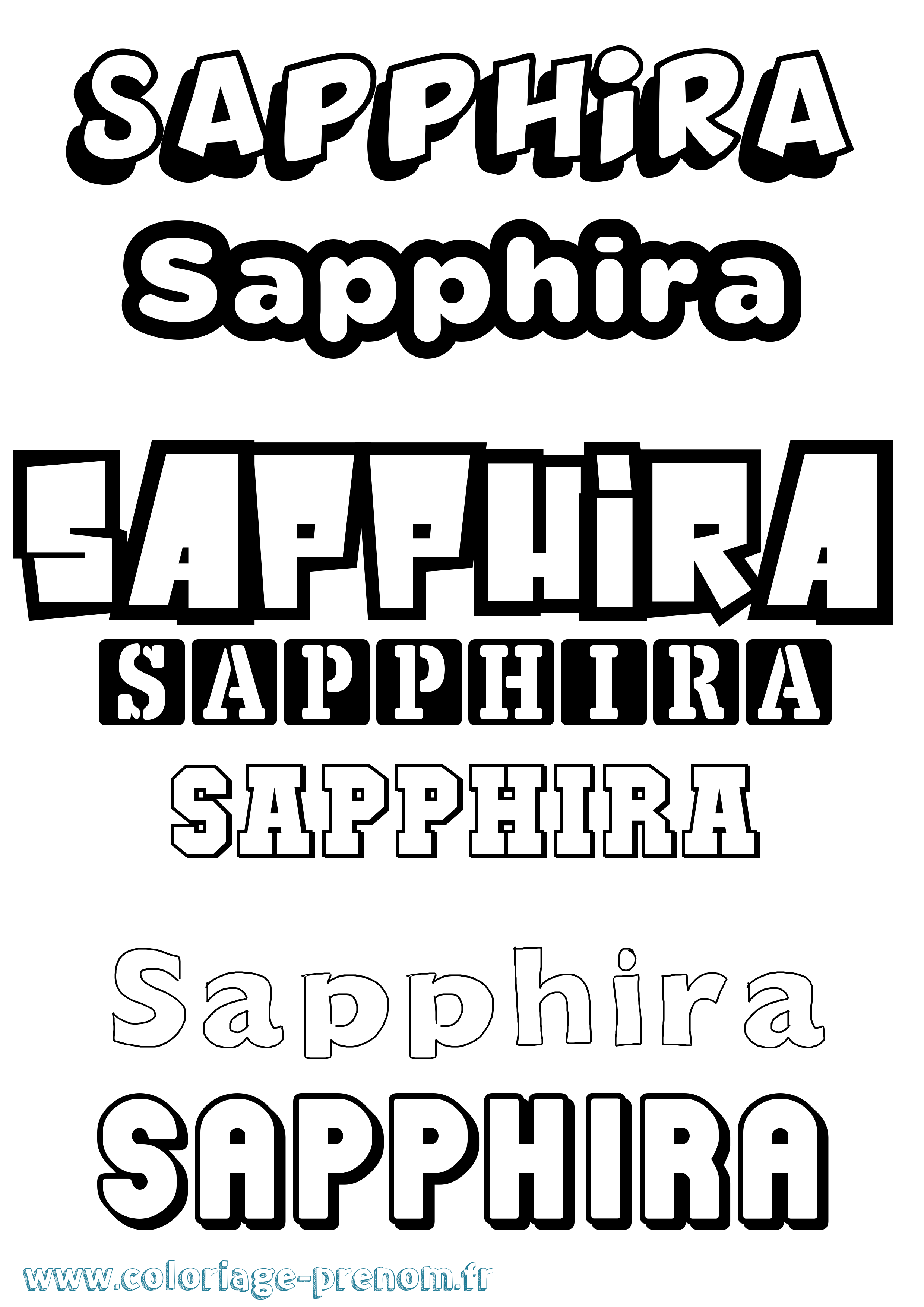 Coloriage Sapphira Simple Coloriage prénom Sapphira Simple