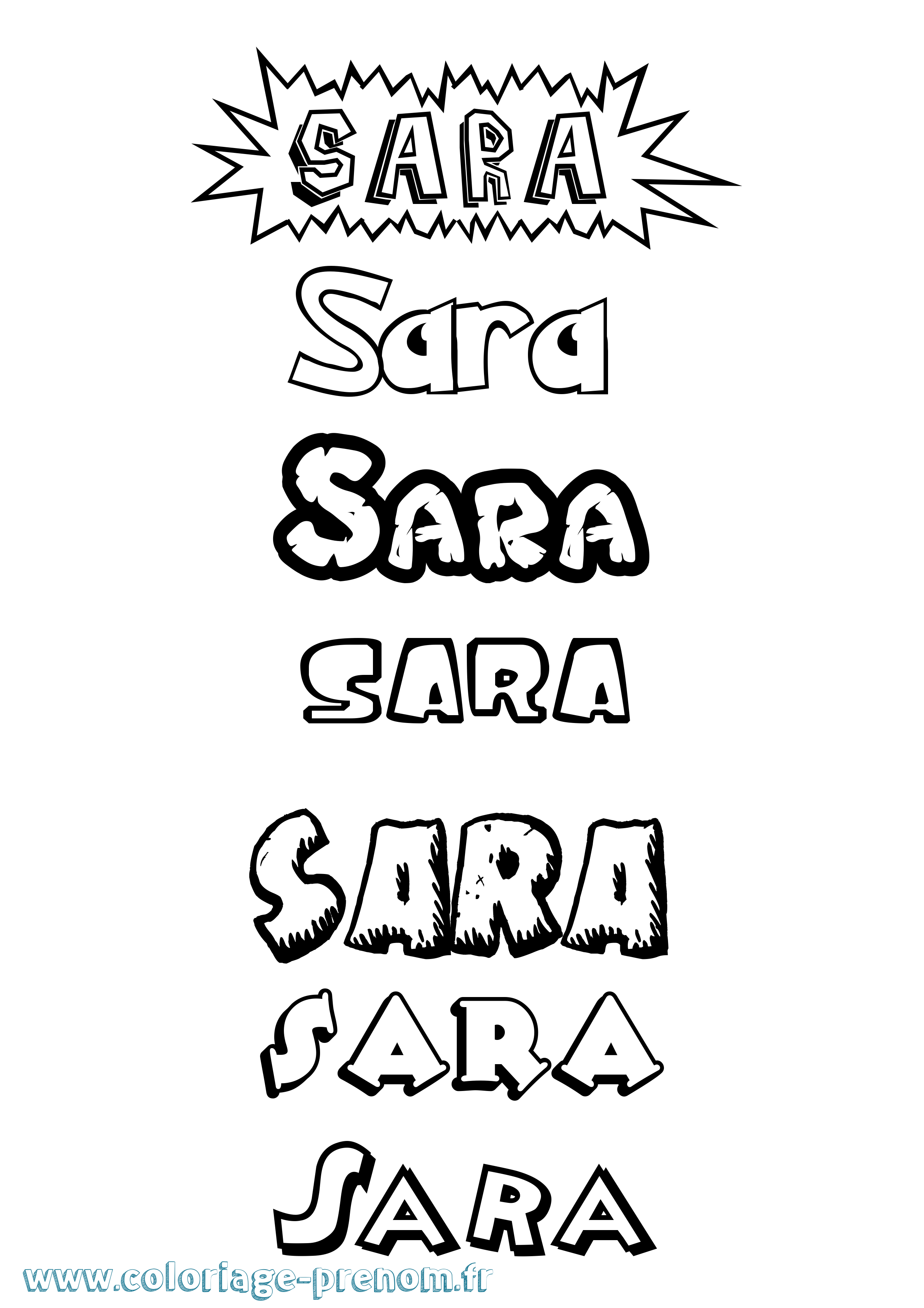 Coloriage prénom Sara Dessin Animé