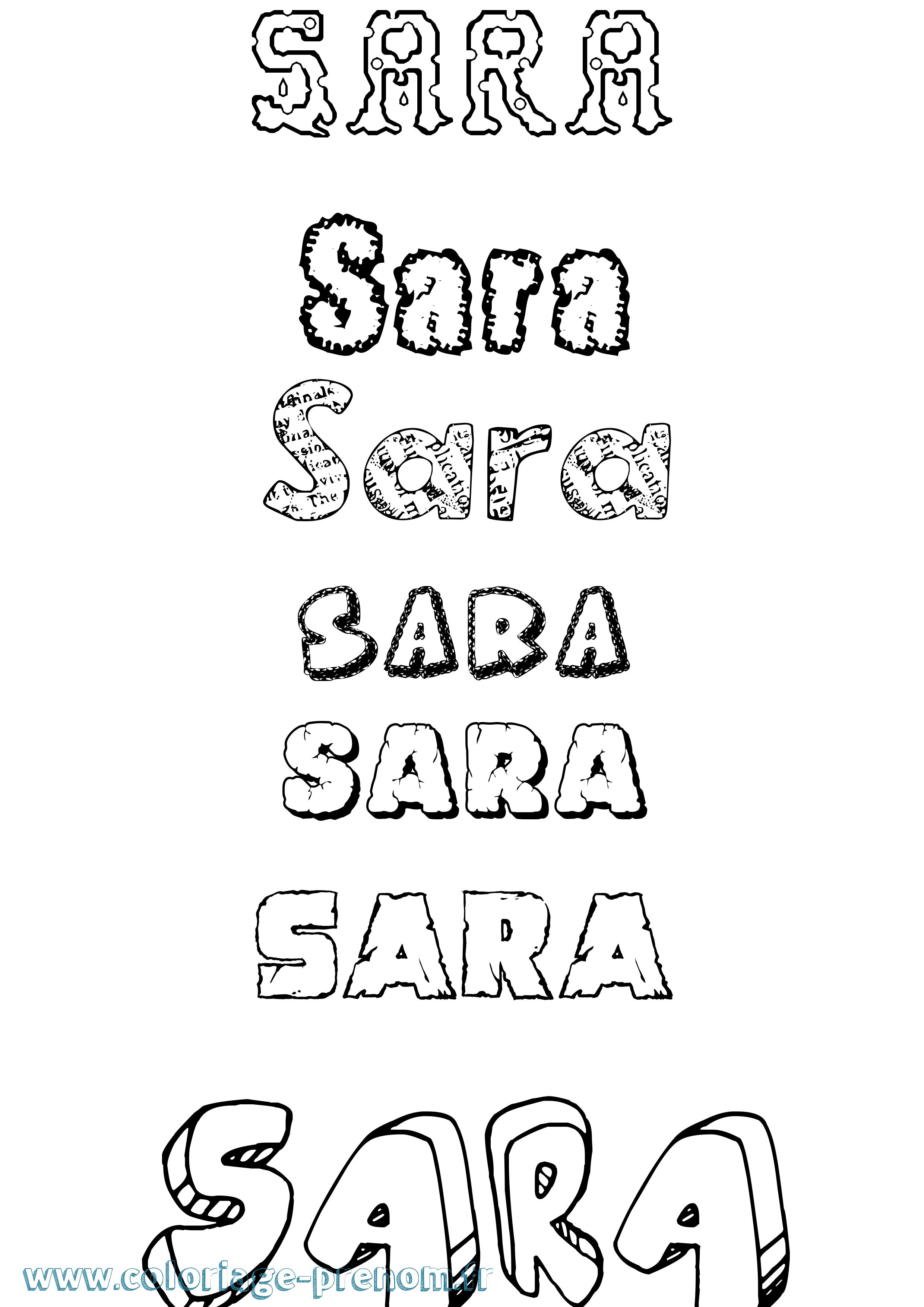 Coloriage prénom Sara Destructuré