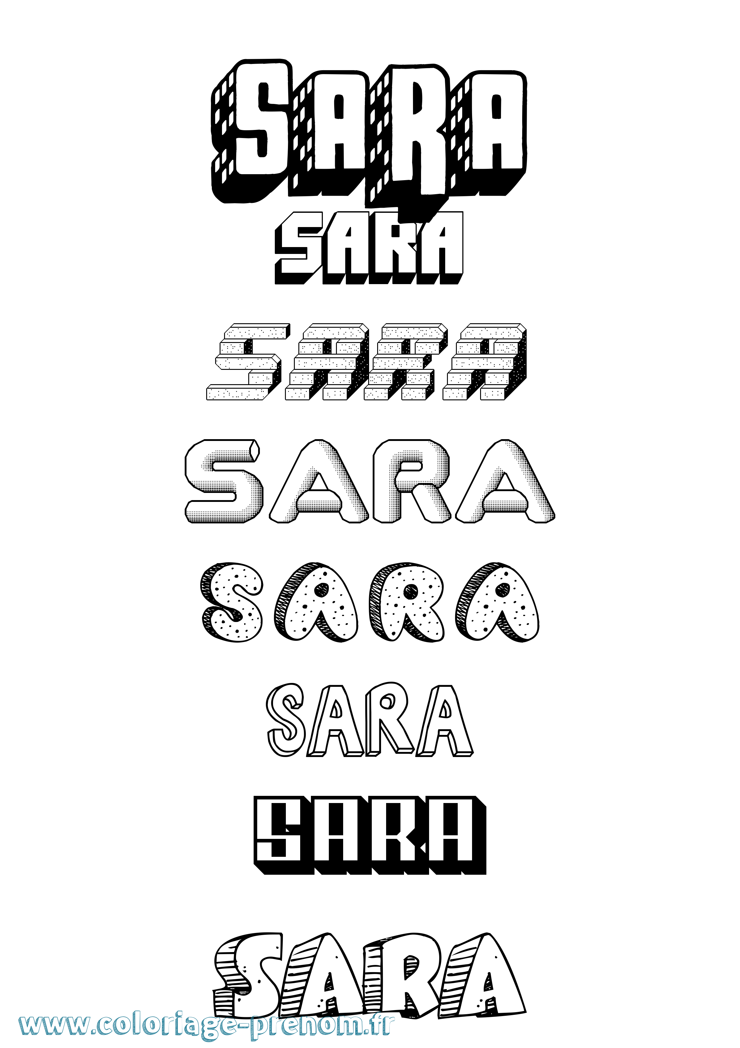 Coloriage prénom Sara Effet 3D