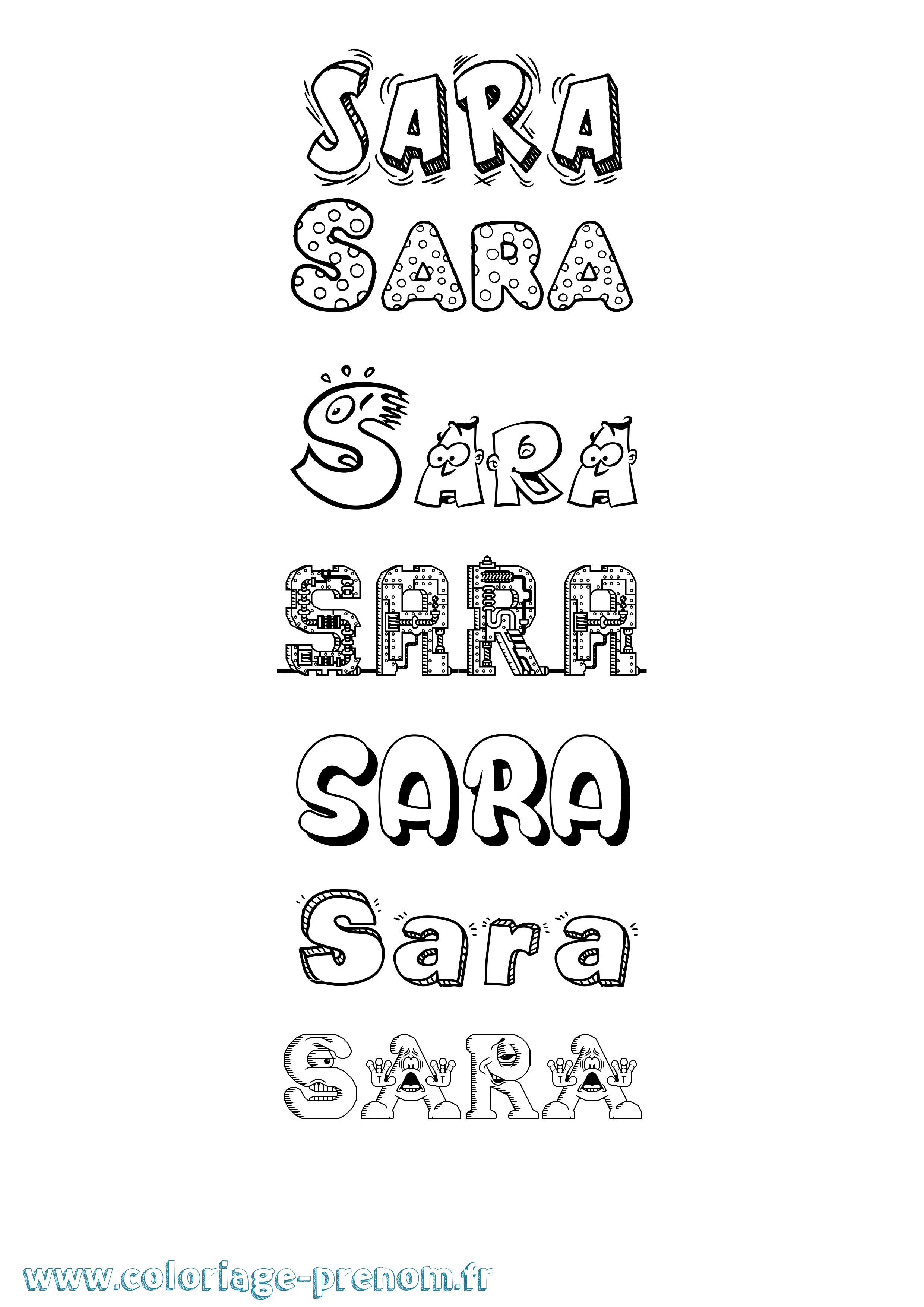 Coloriage prénom Sara Fun