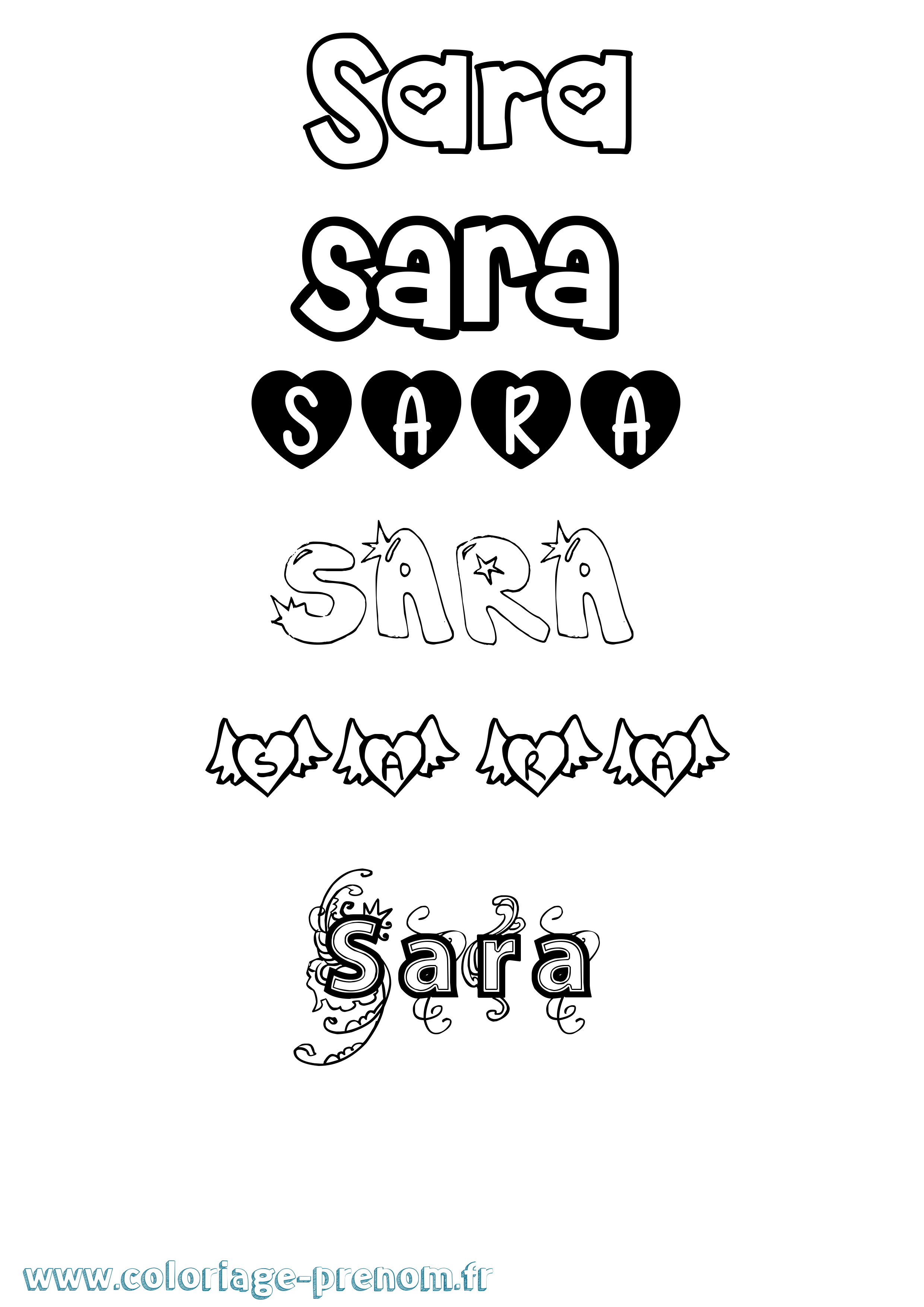 Coloriage prénom Sara Girly