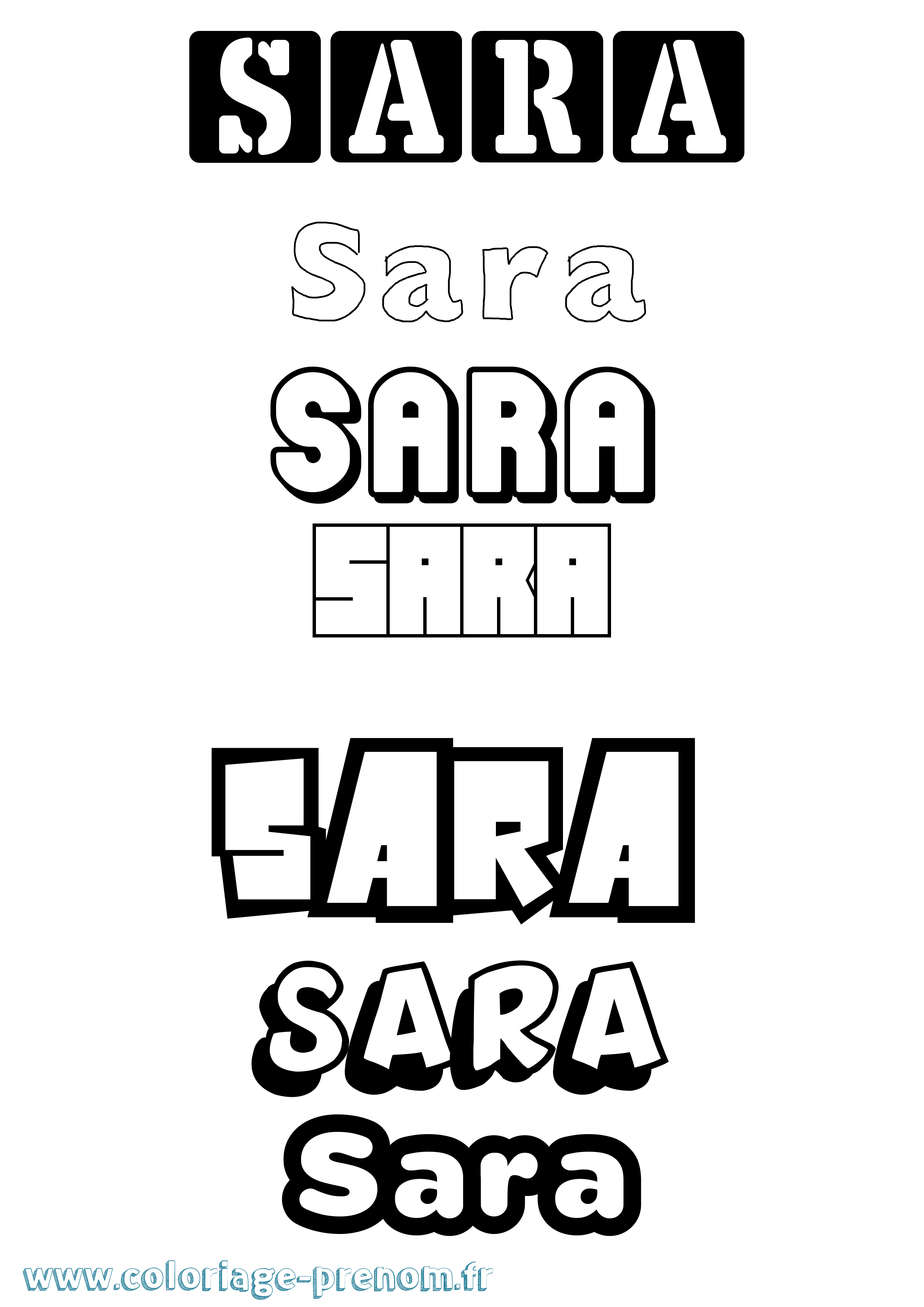 Coloriage prénom Sara Simple