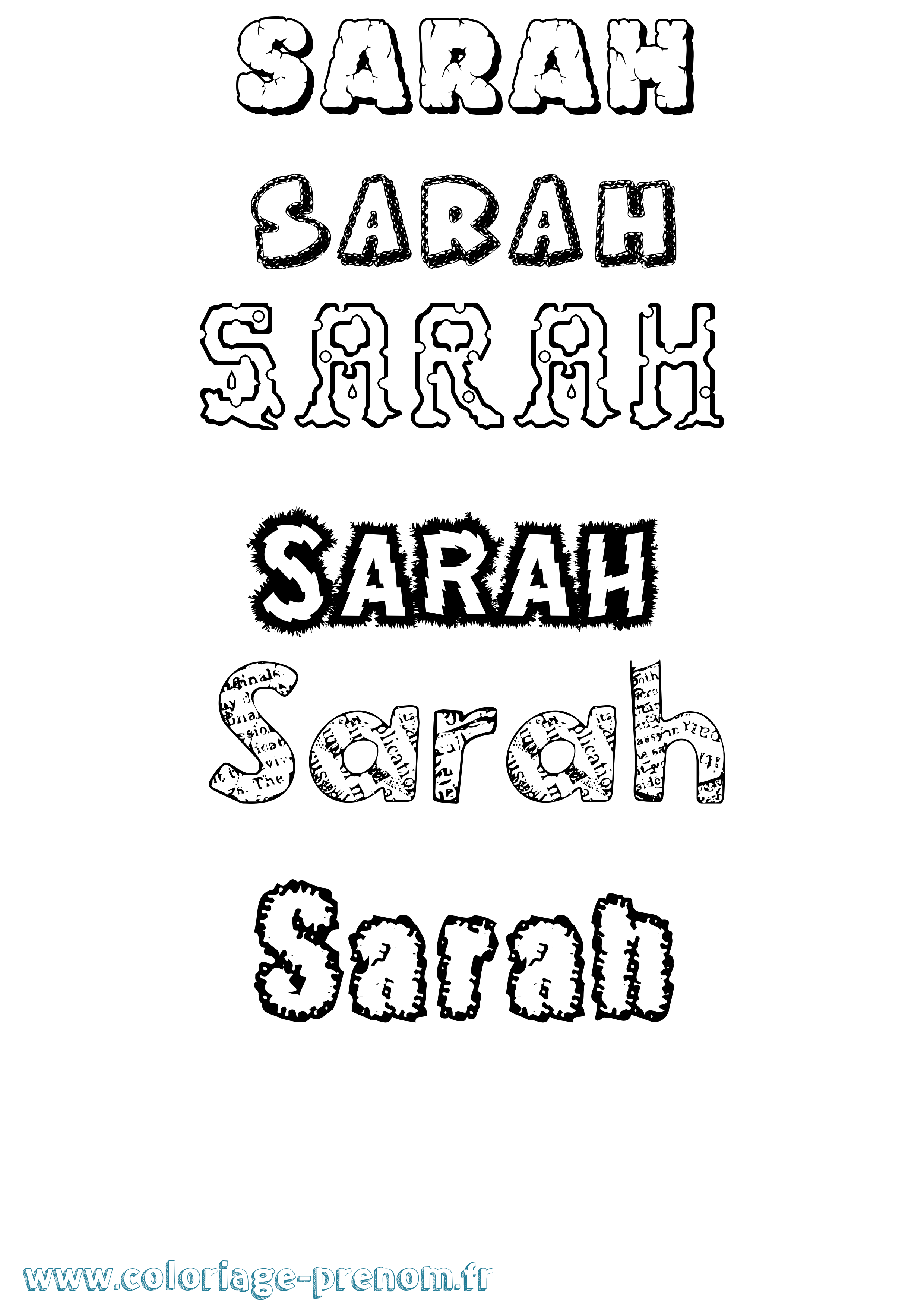 Coloriage prénom Sarah Destructuré