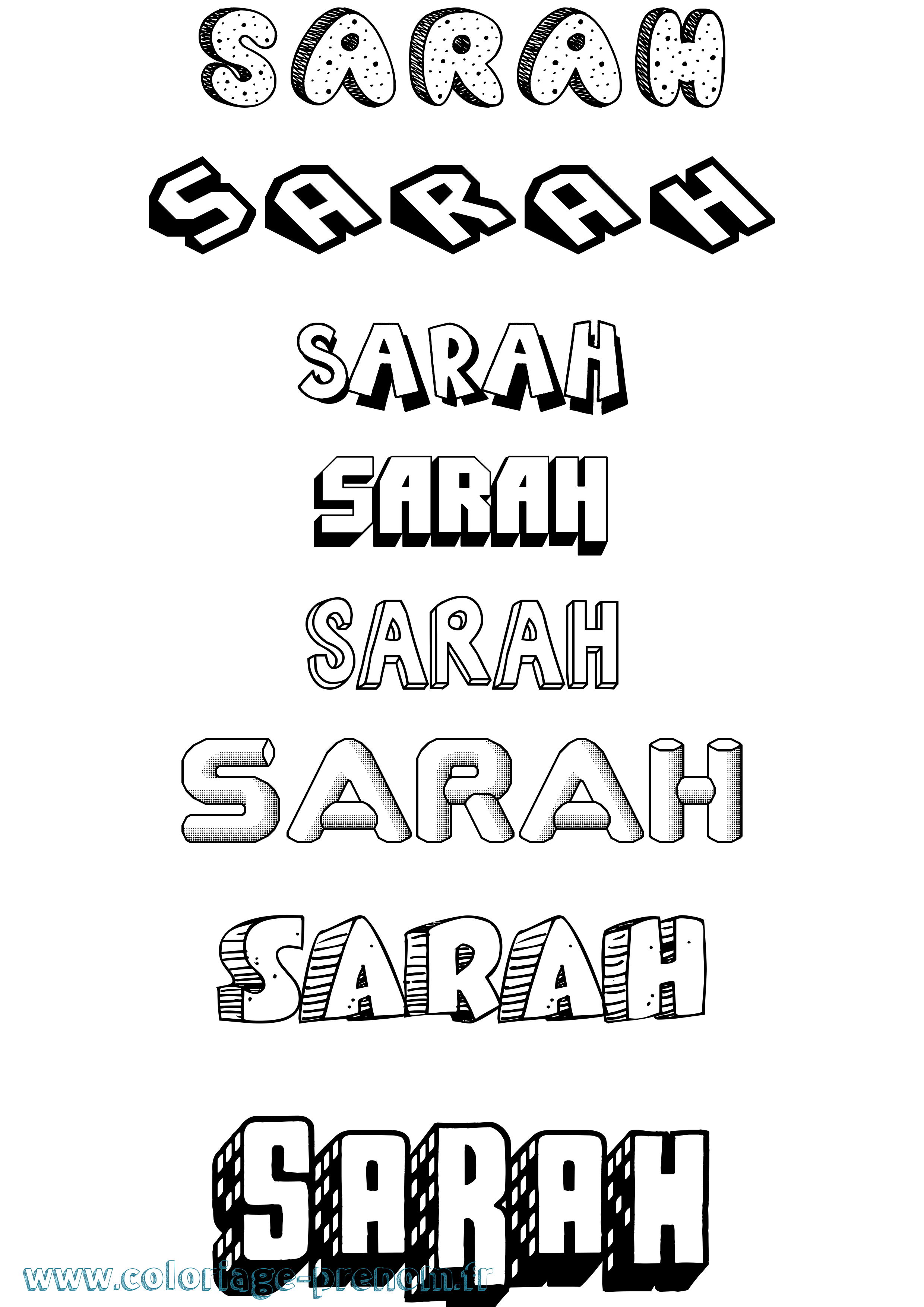 Coloriage prénom Sarah Effet 3D
