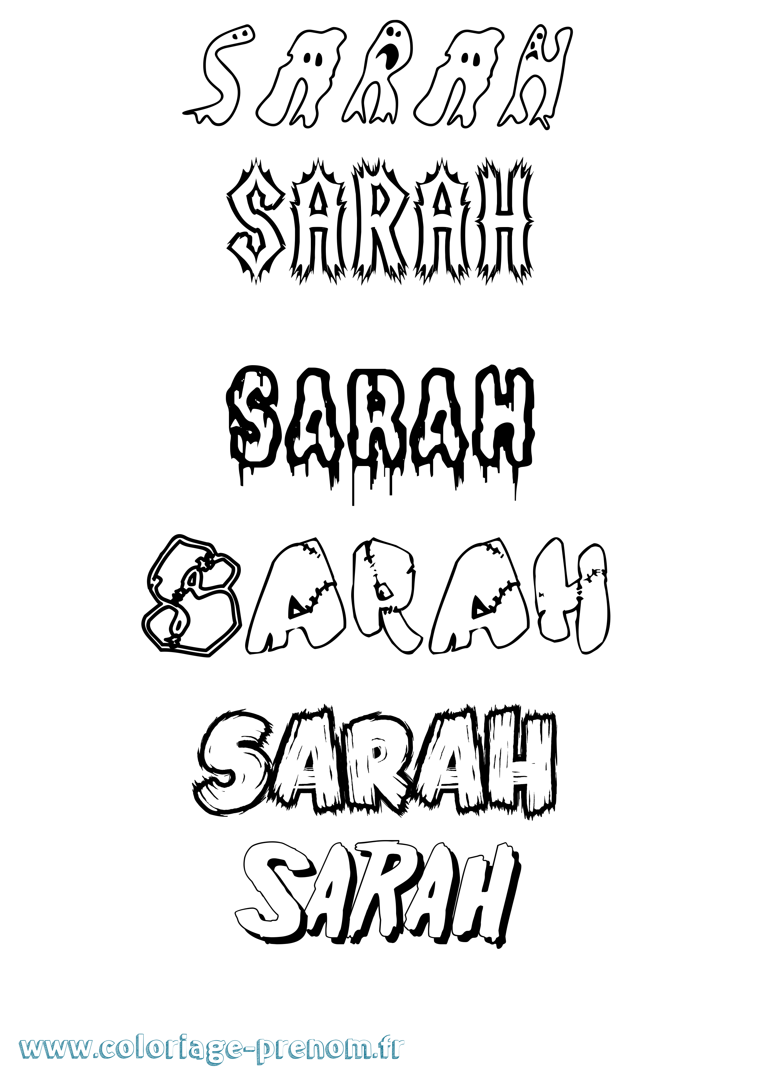 Coloriage prénom Sarah Frisson