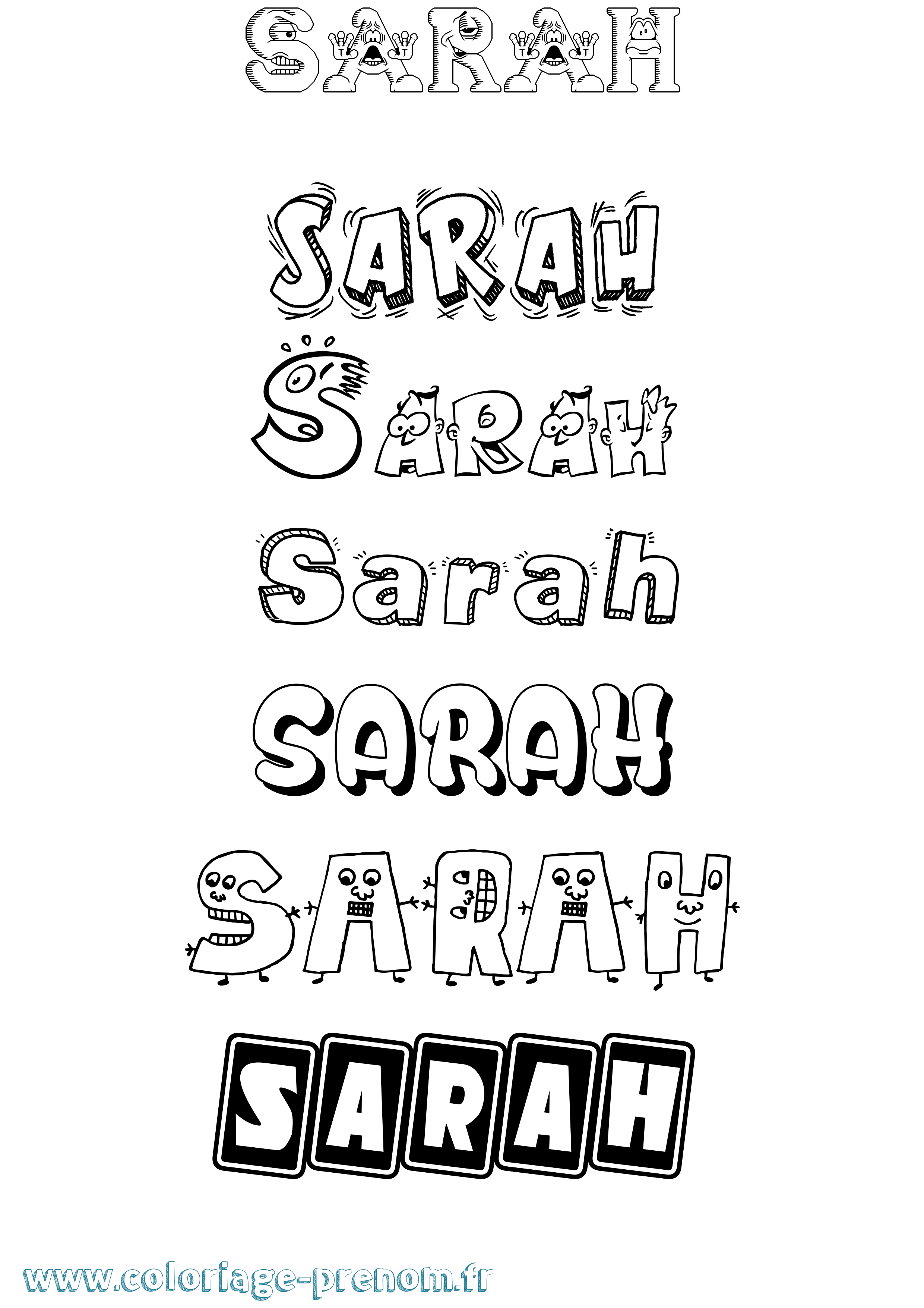 Coloriage prénom Sarah Fun