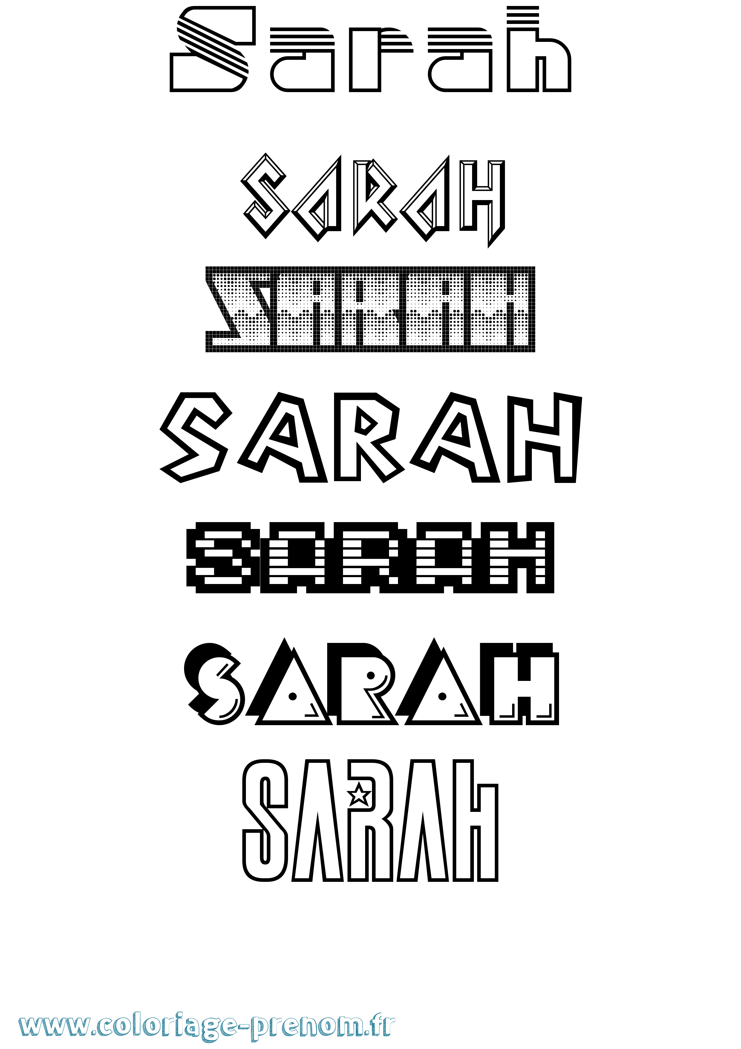 Coloriage prénom Sarah Jeux Vidéos