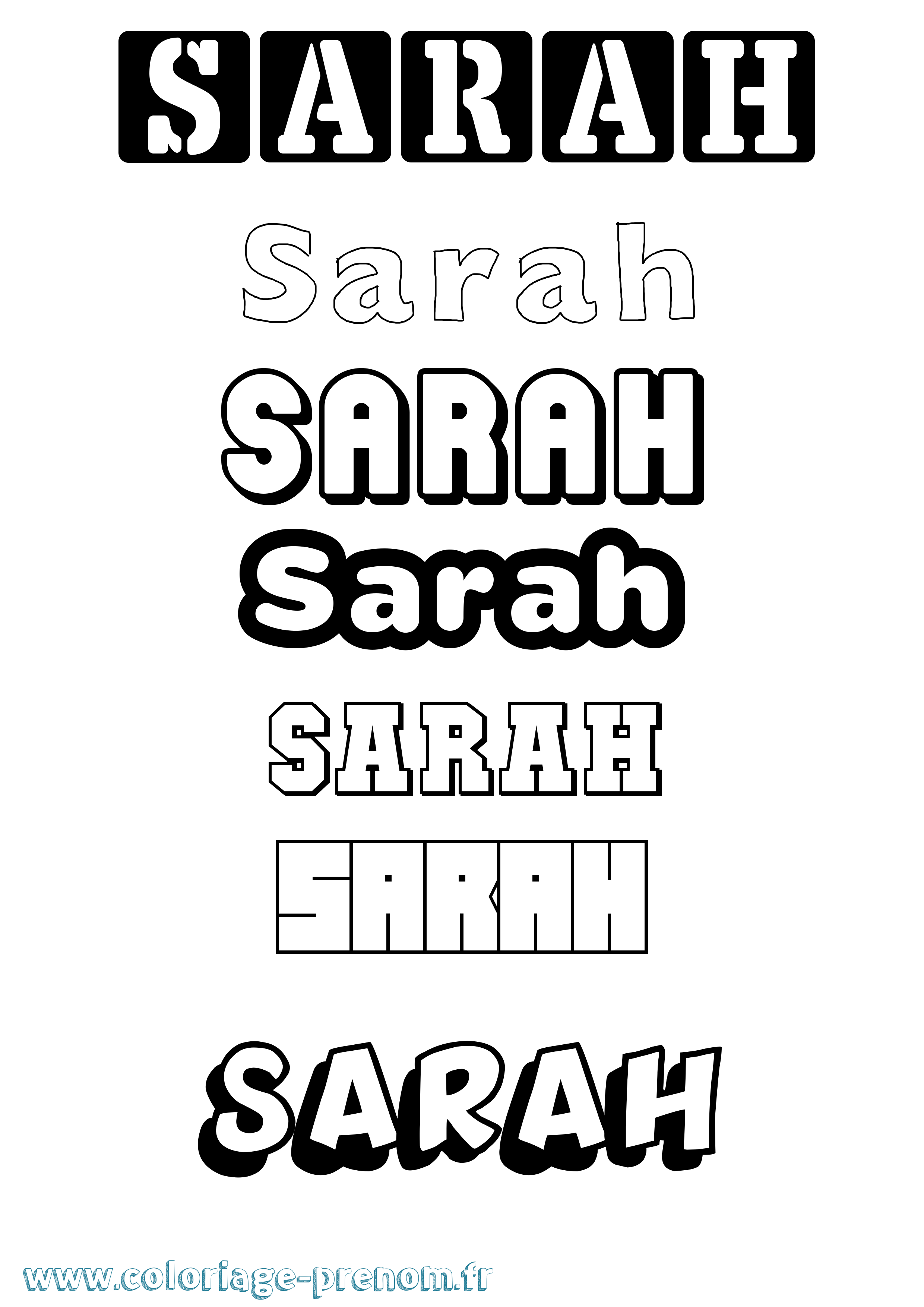 Coloriage prénom Sarah Simple