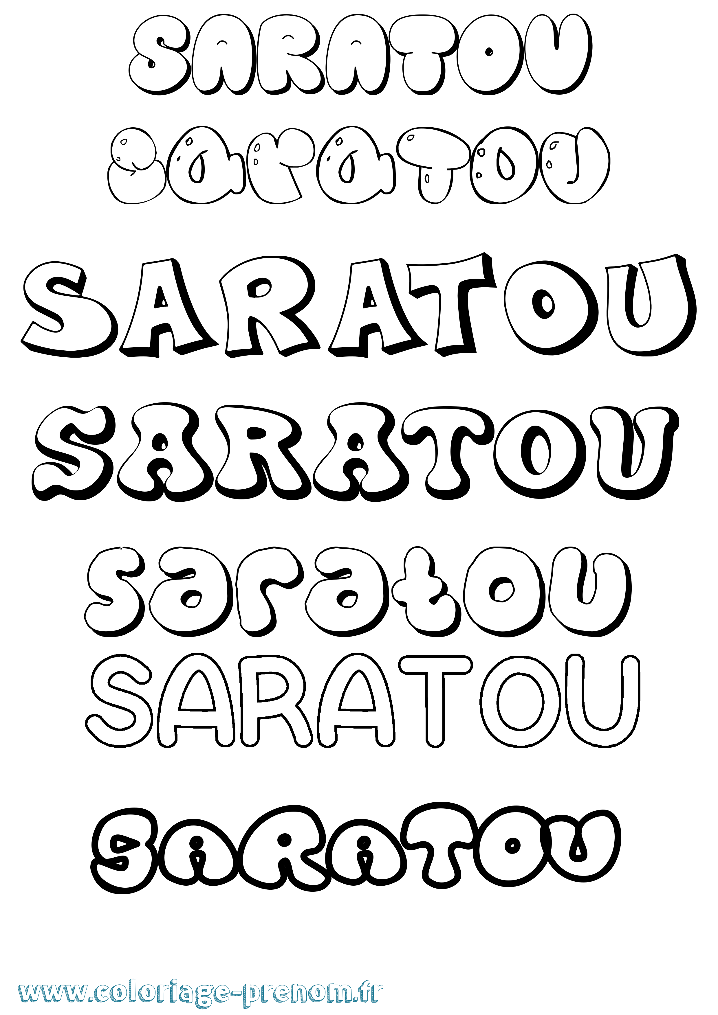 Coloriage prénom Saratou Bubble