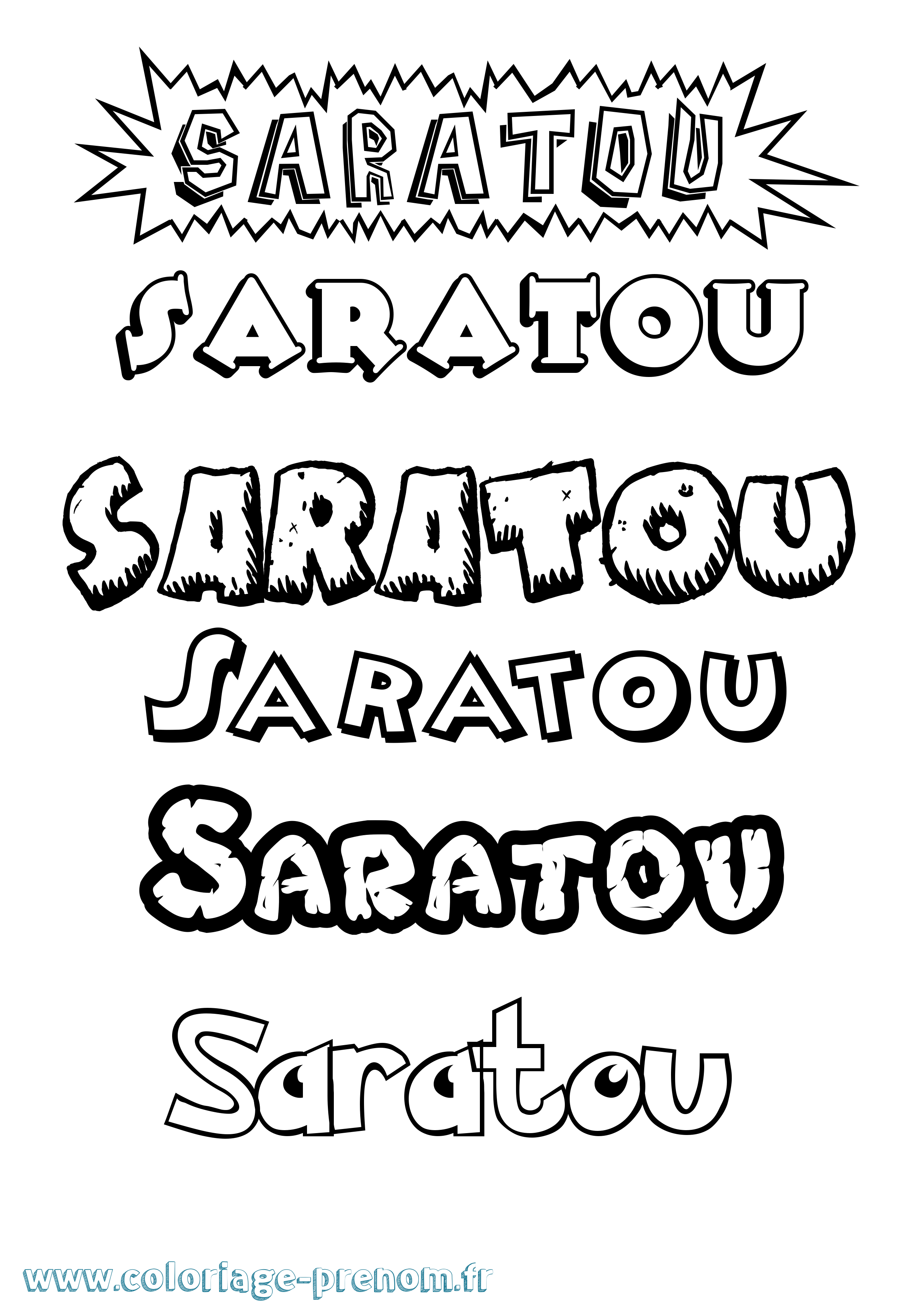 Coloriage prénom Saratou Dessin Animé