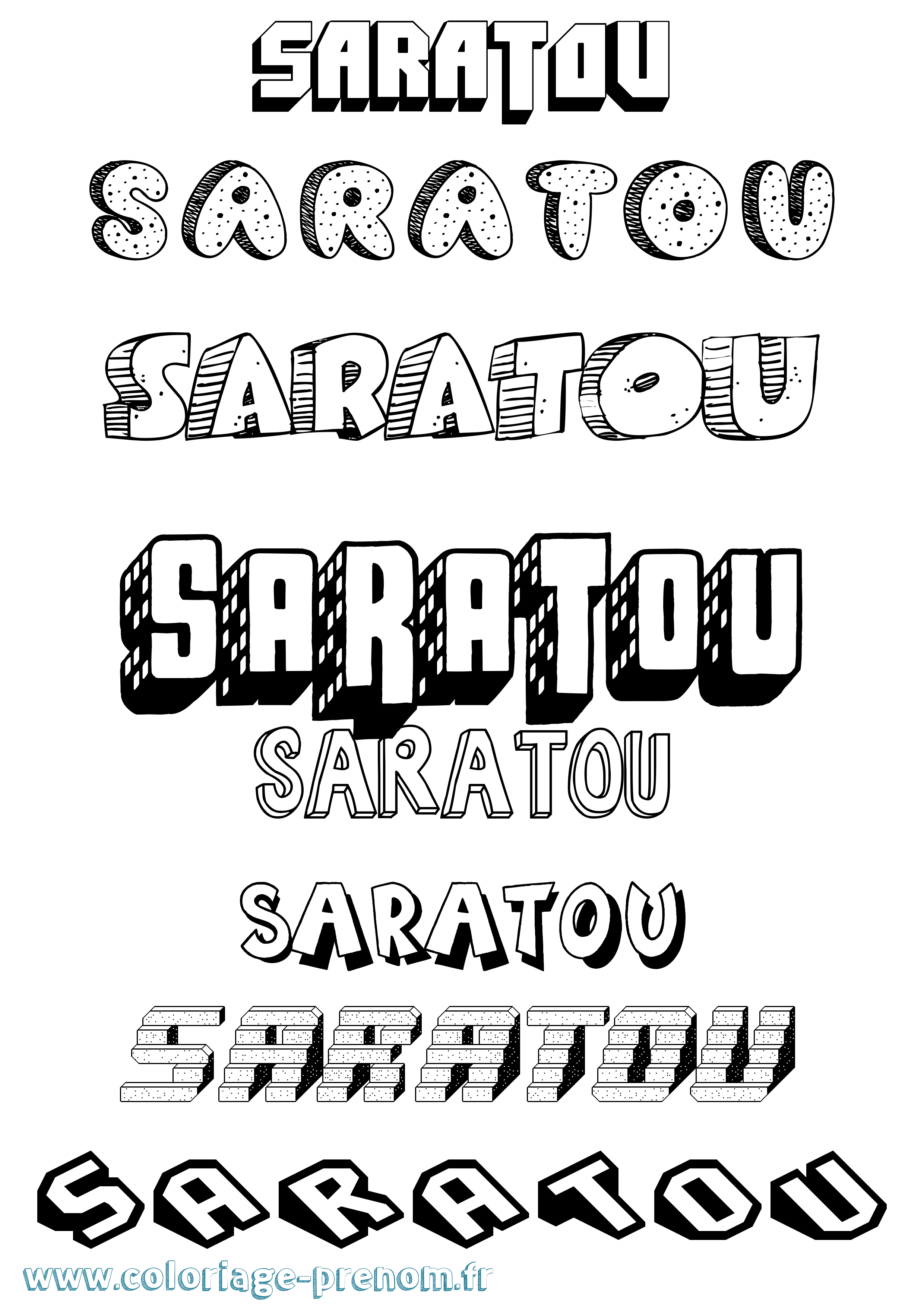 Coloriage prénom Saratou Effet 3D