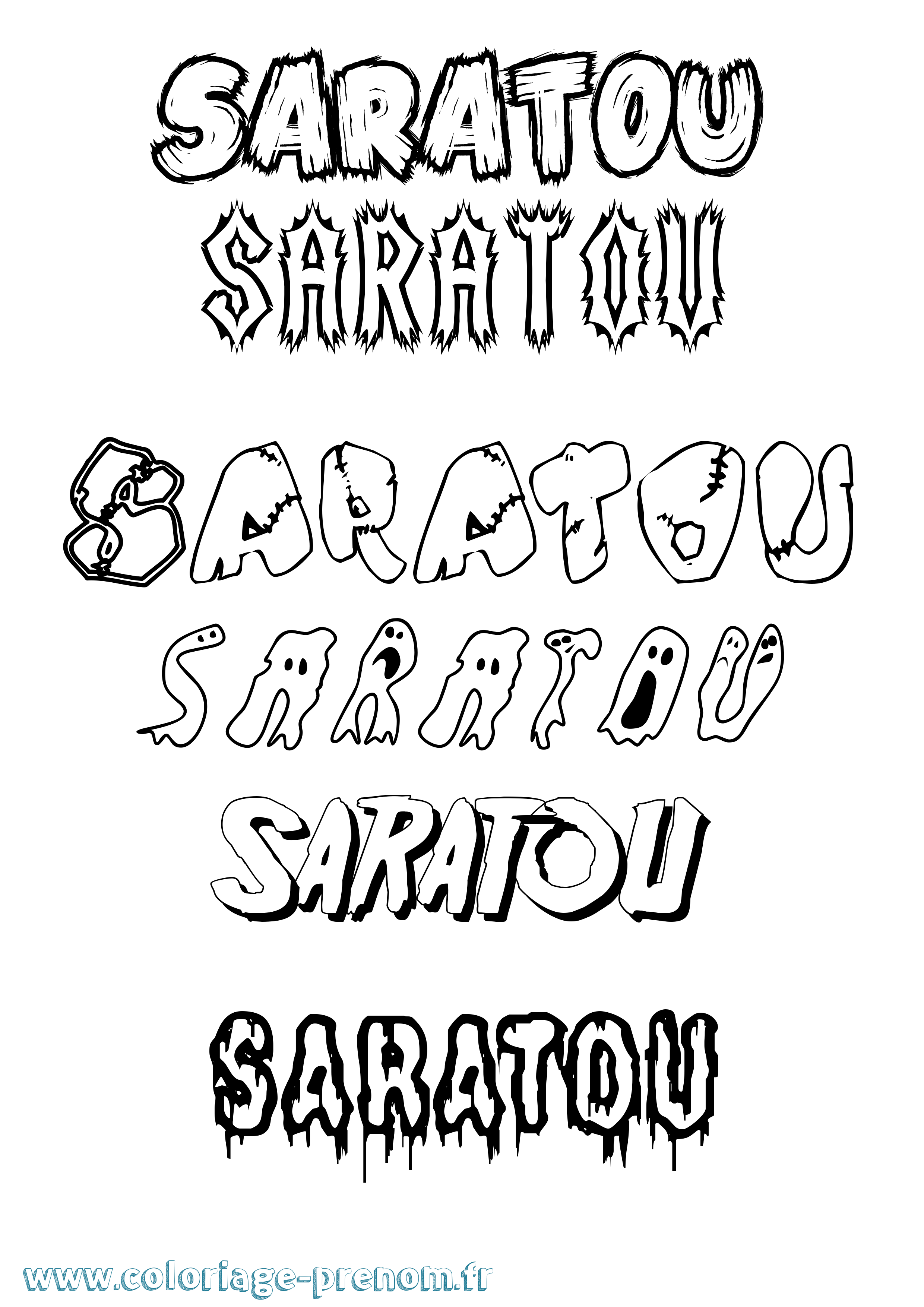 Coloriage prénom Saratou Frisson