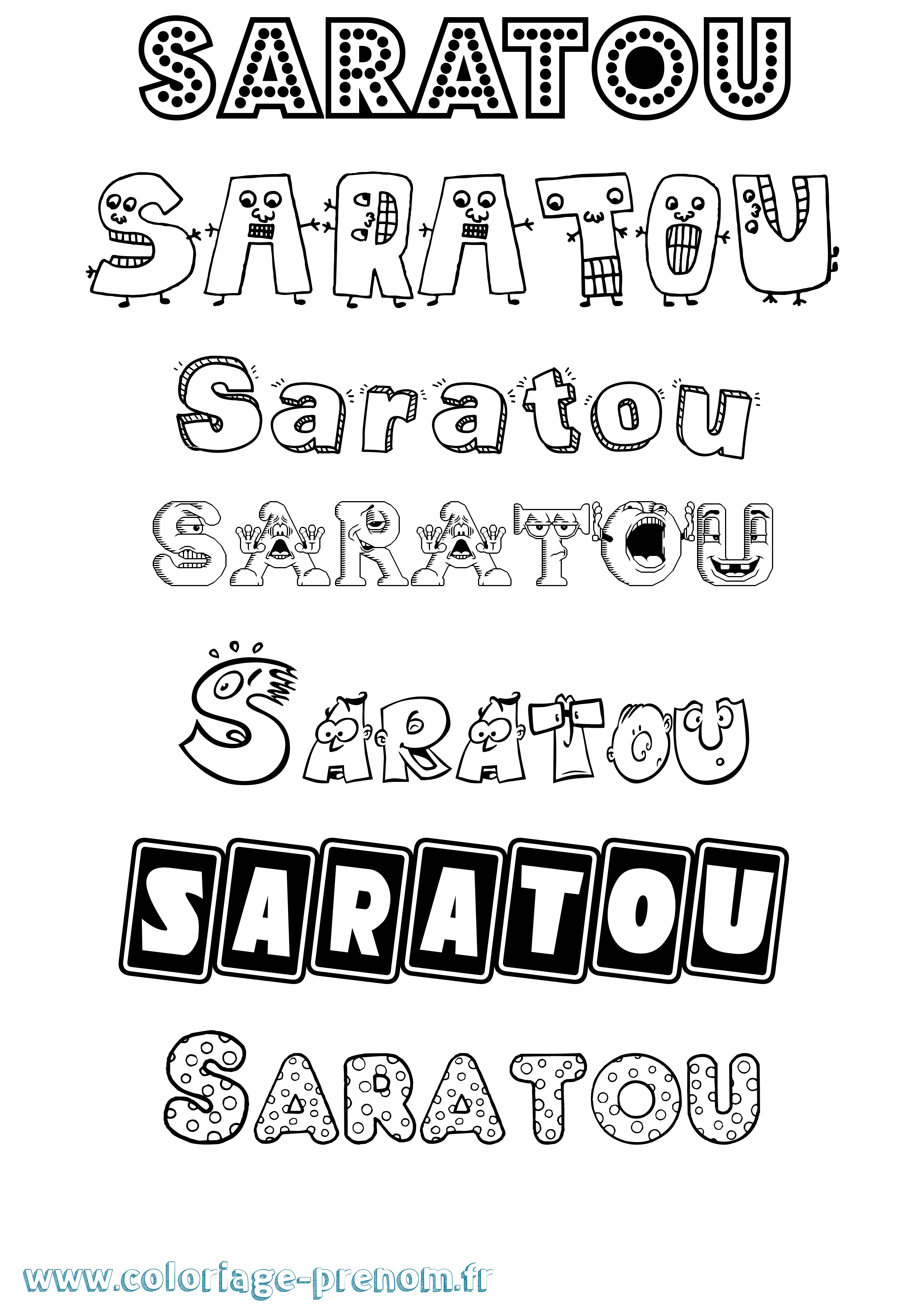 Coloriage prénom Saratou Fun