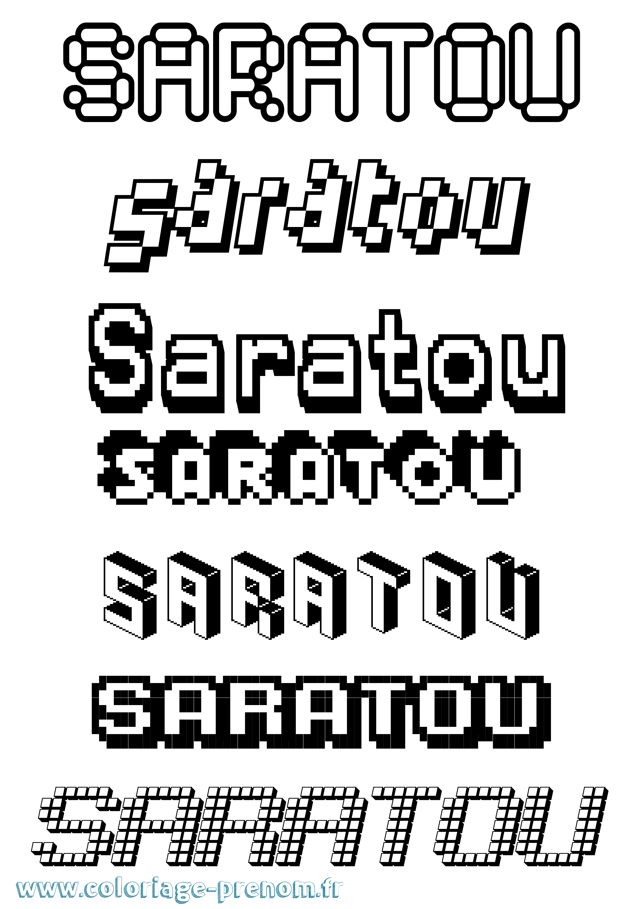 Coloriage prénom Saratou Pixel