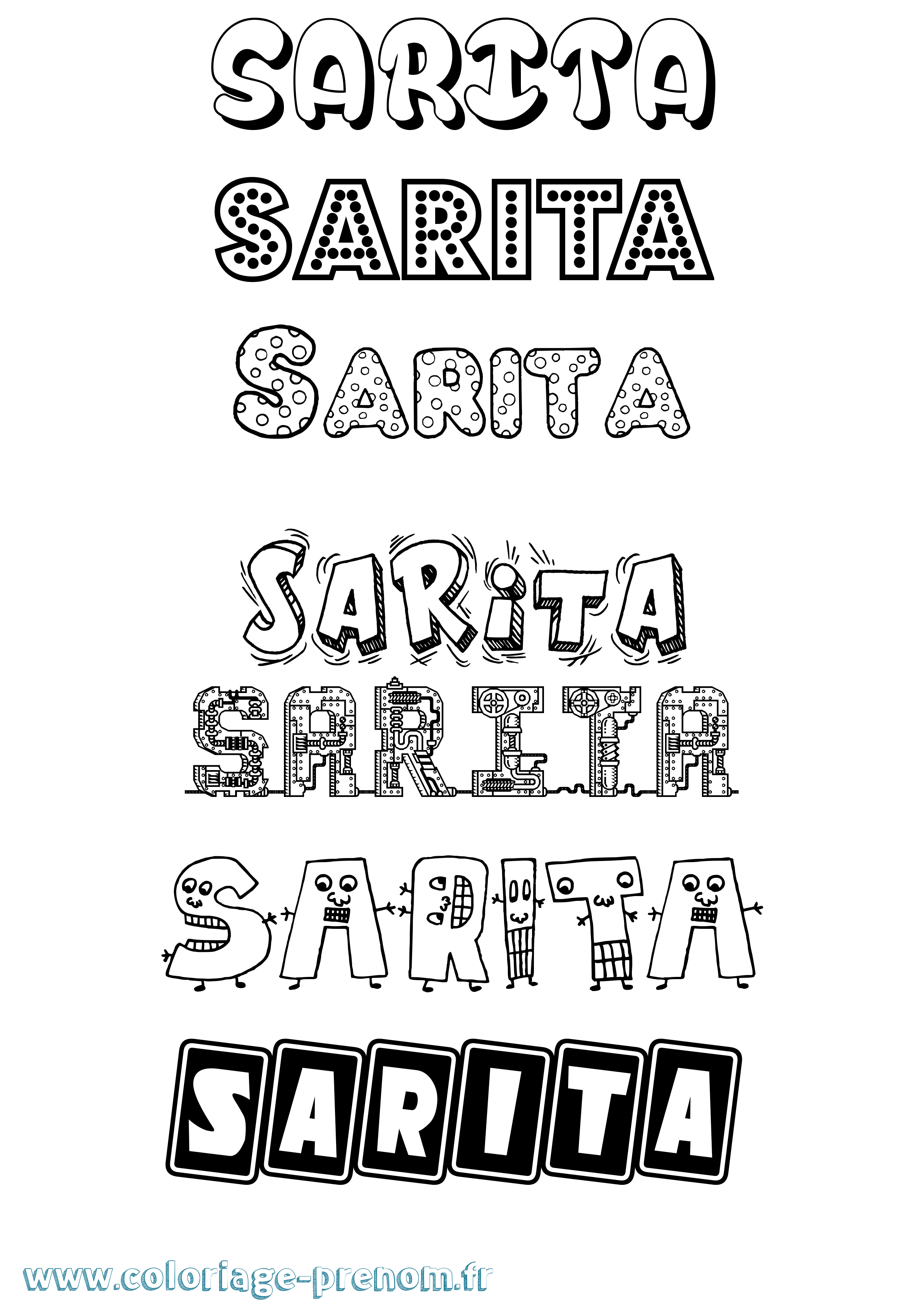 Coloriage prénom Sarita Fun