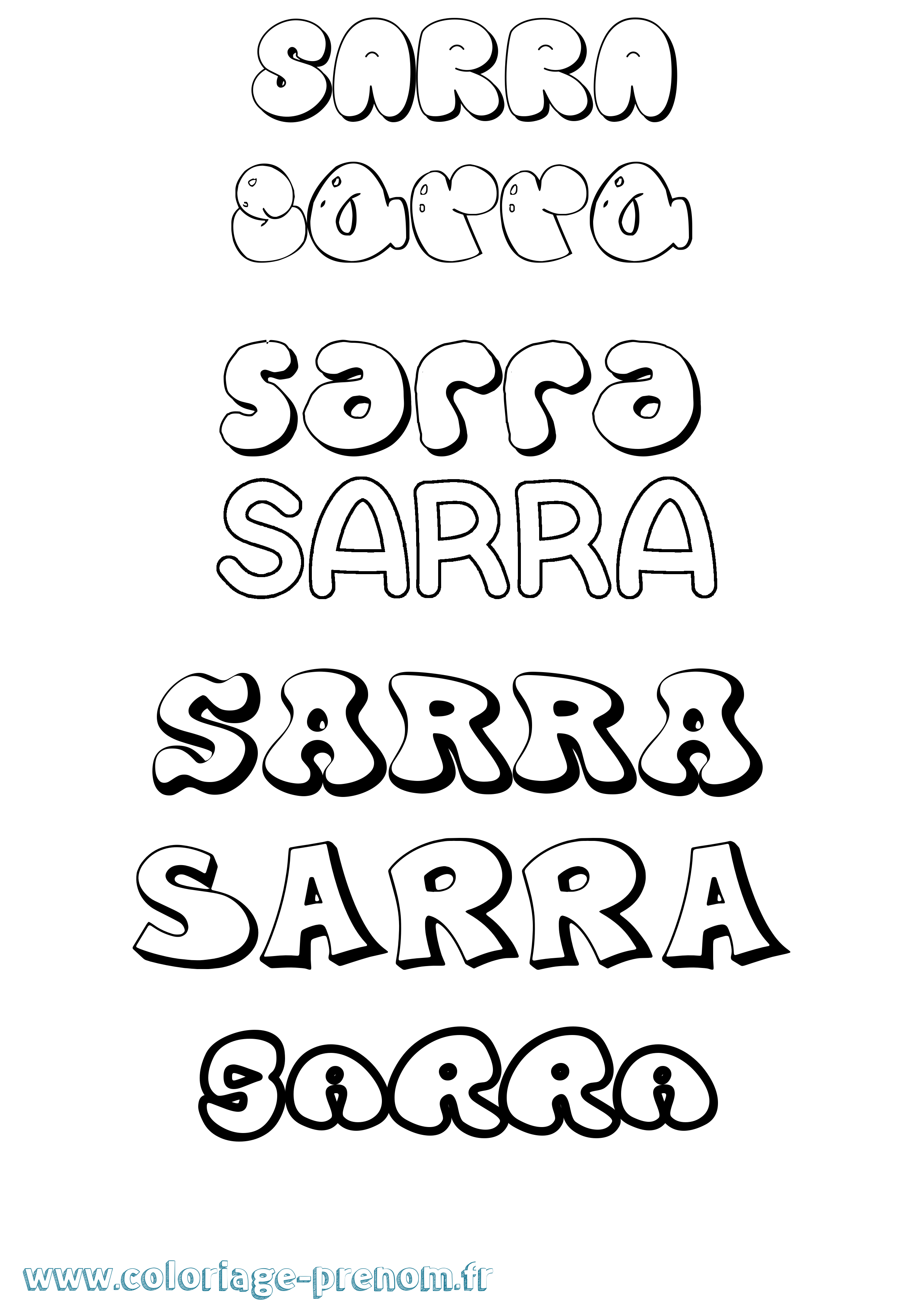 Coloriage prénom Sarra Bubble