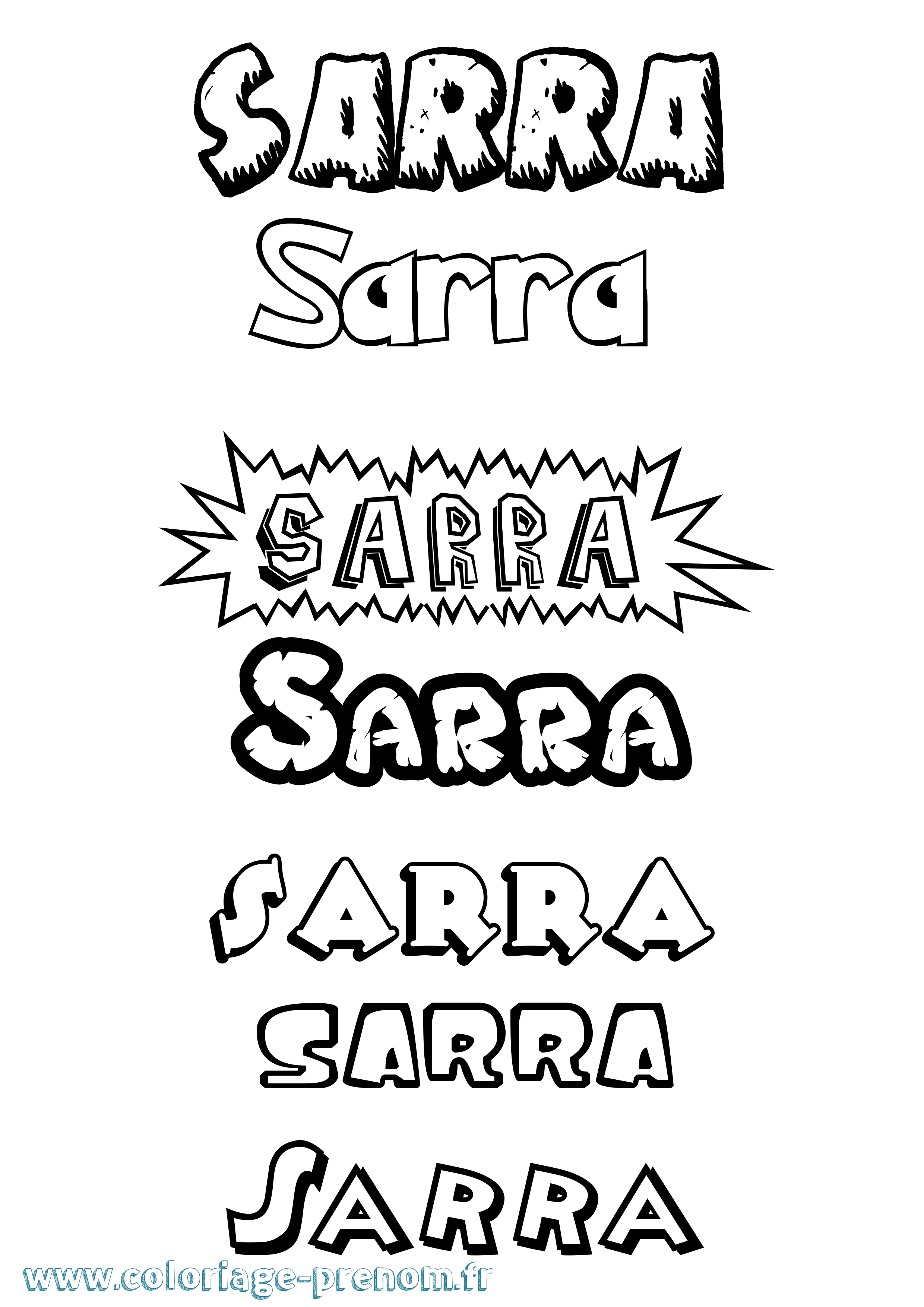 Coloriage prénom Sarra Dessin Animé