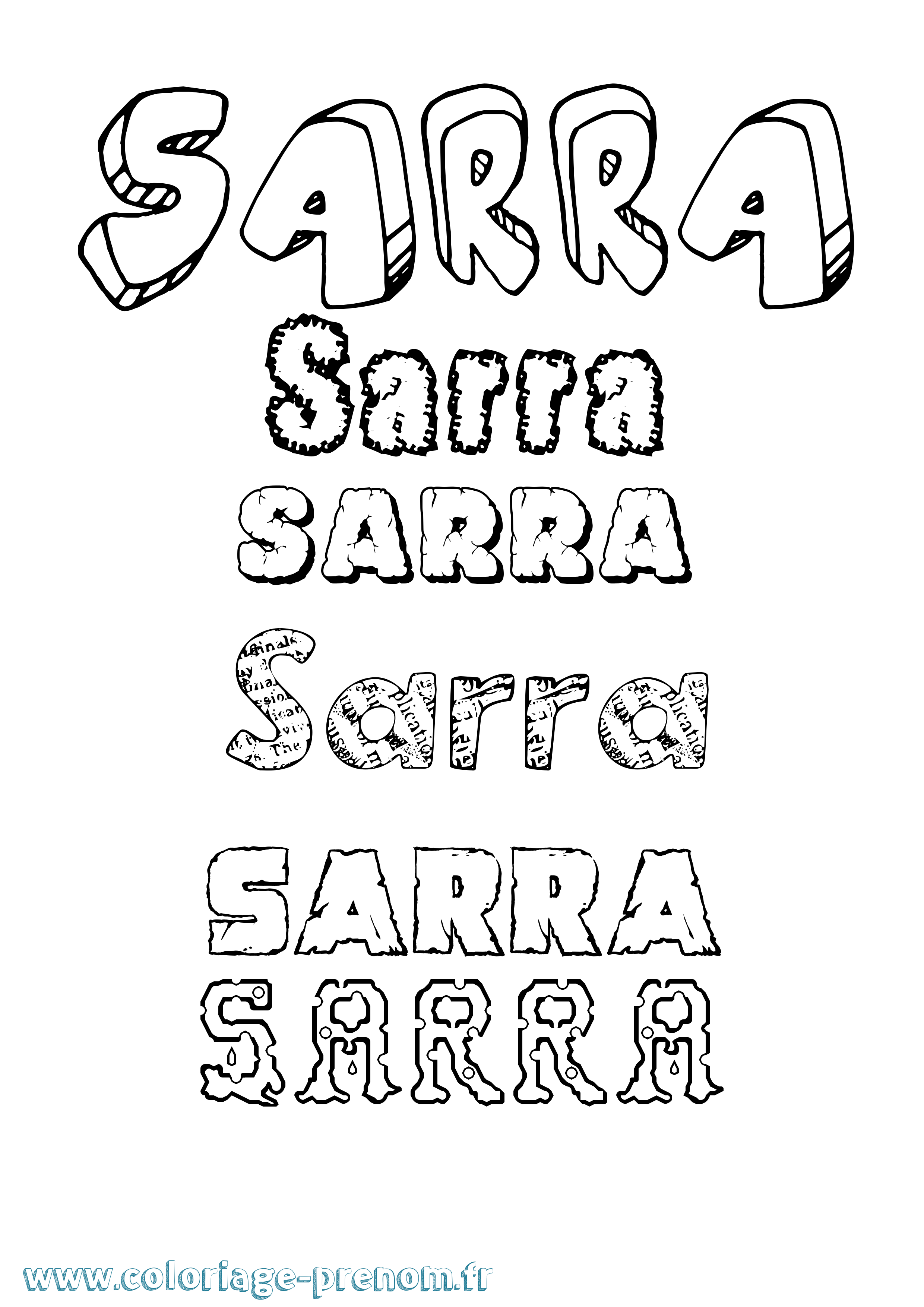 Coloriage prénom Sarra Destructuré