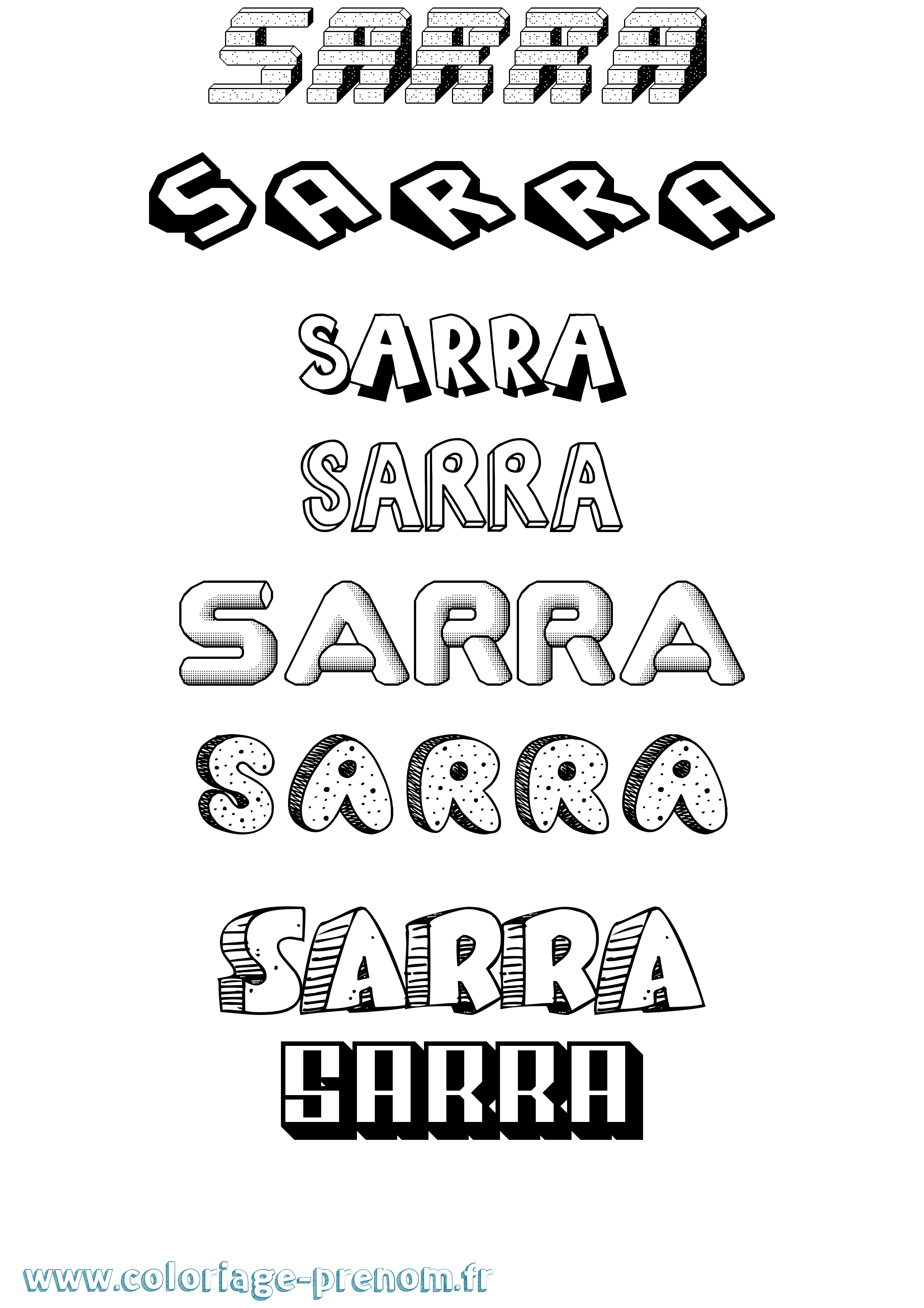 Coloriage prénom Sarra Effet 3D