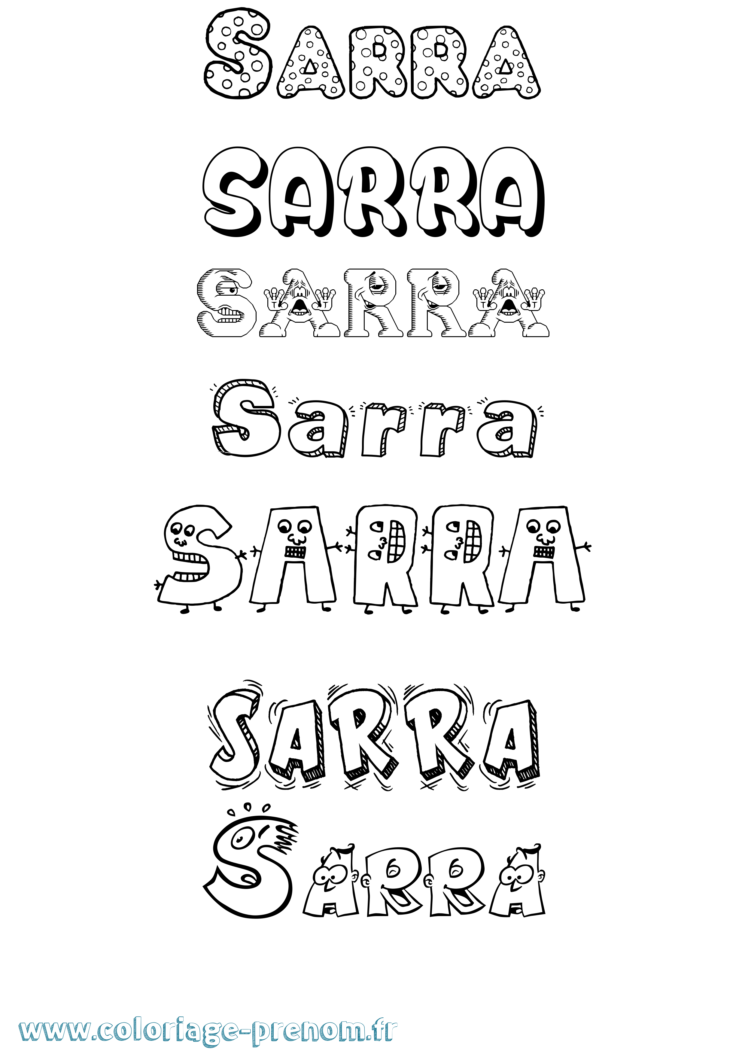 Coloriage prénom Sarra Fun