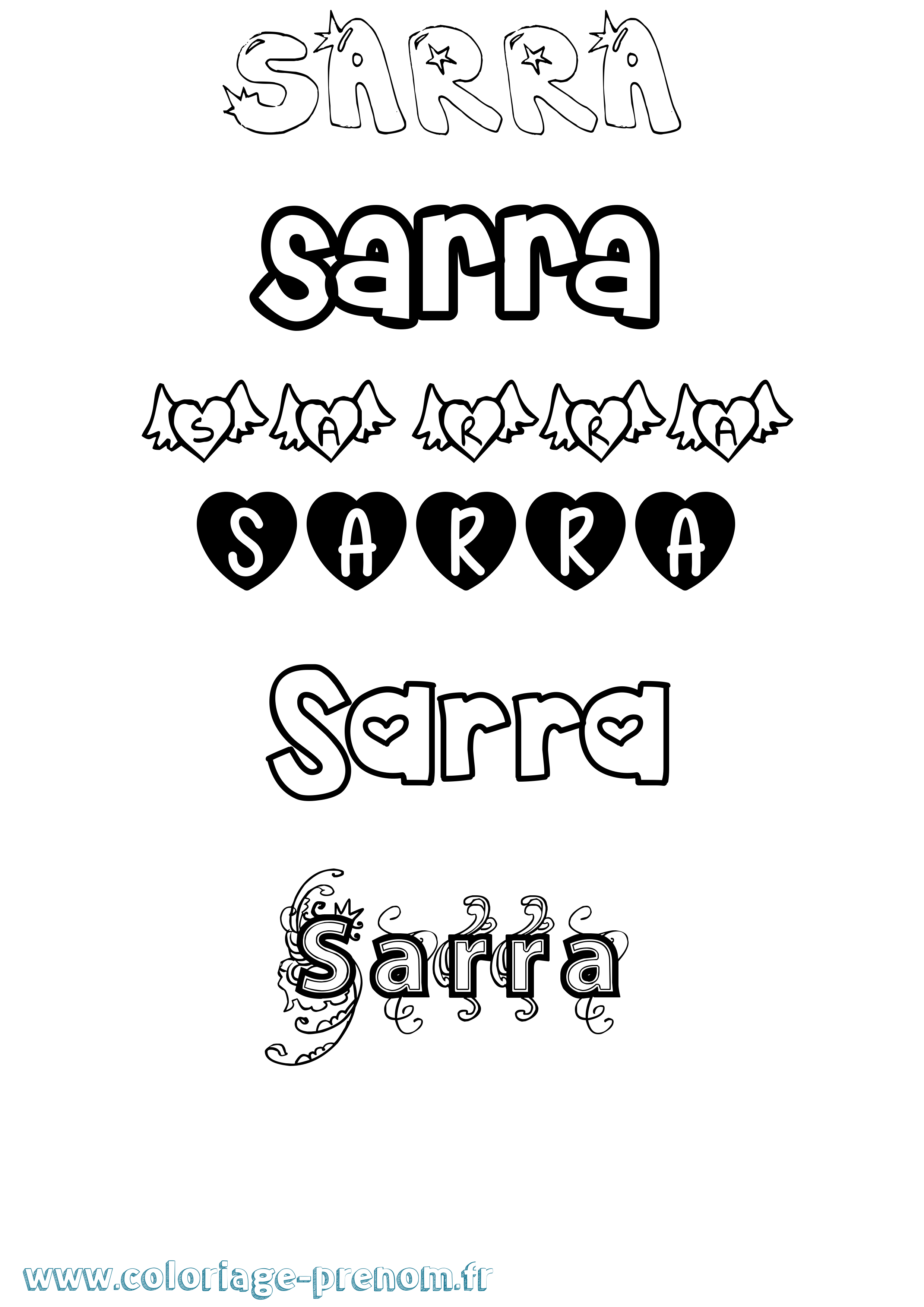 Coloriage prénom Sarra Girly