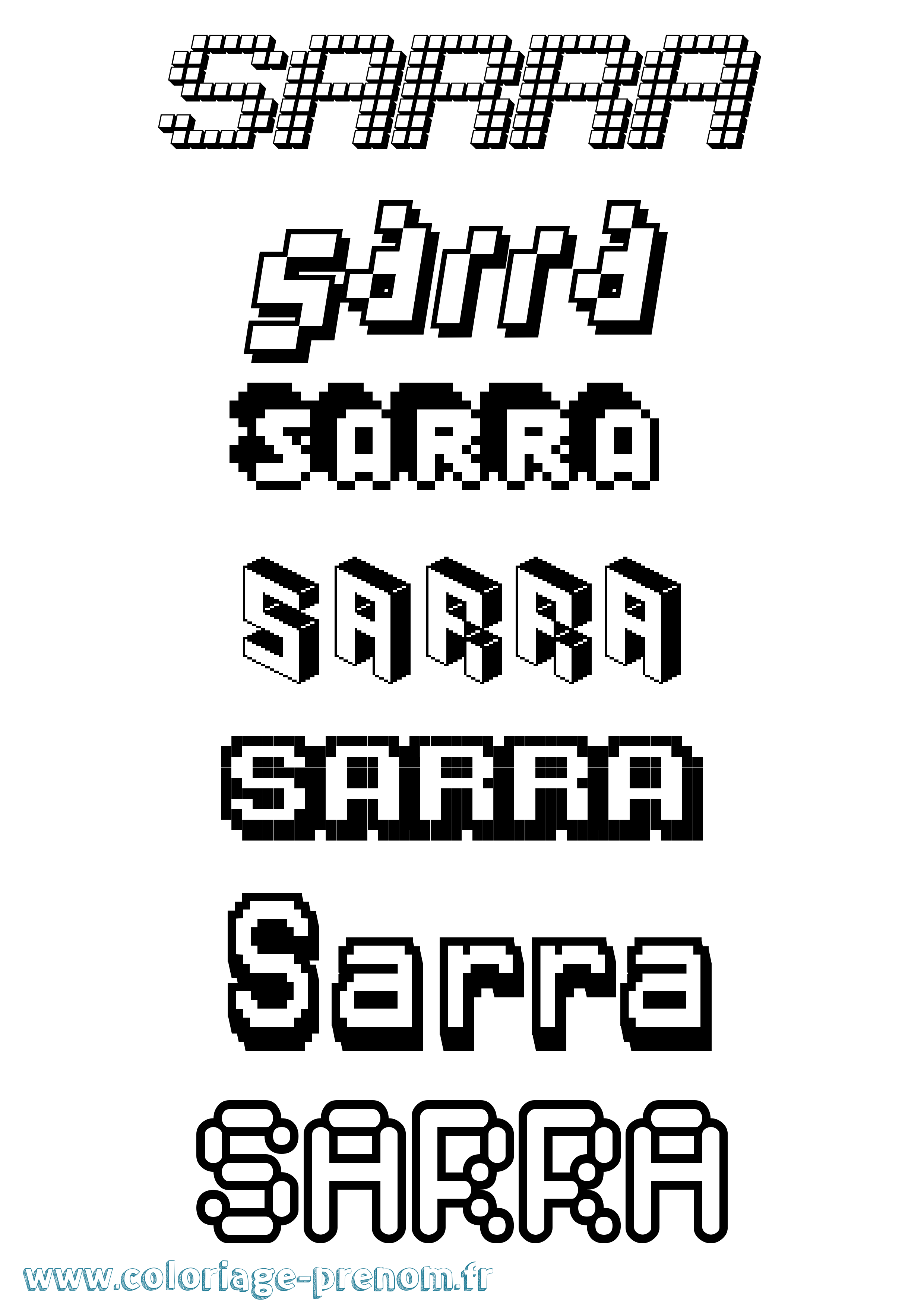 Coloriage prénom Sarra Pixel