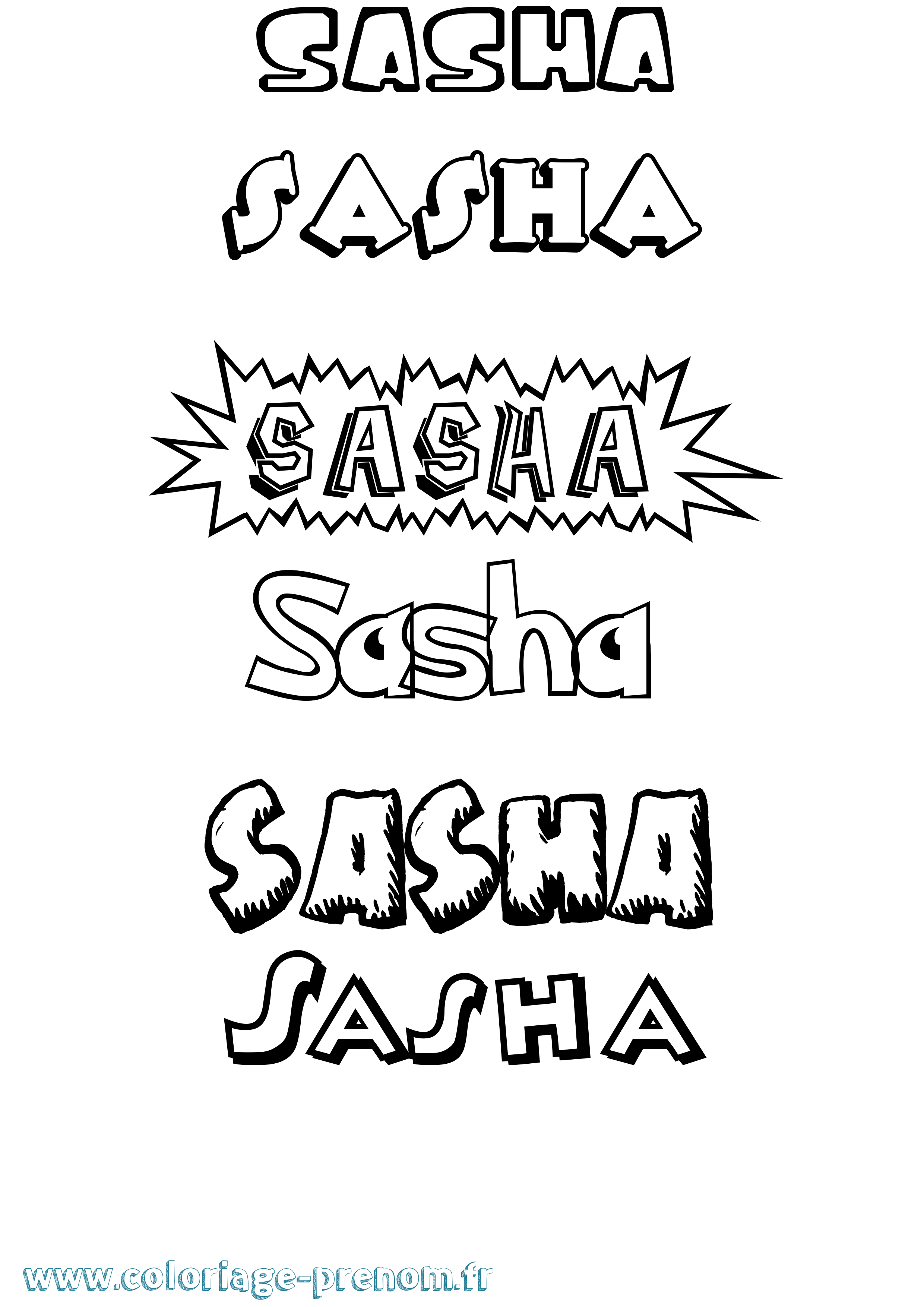 Coloriage prénom Sasha