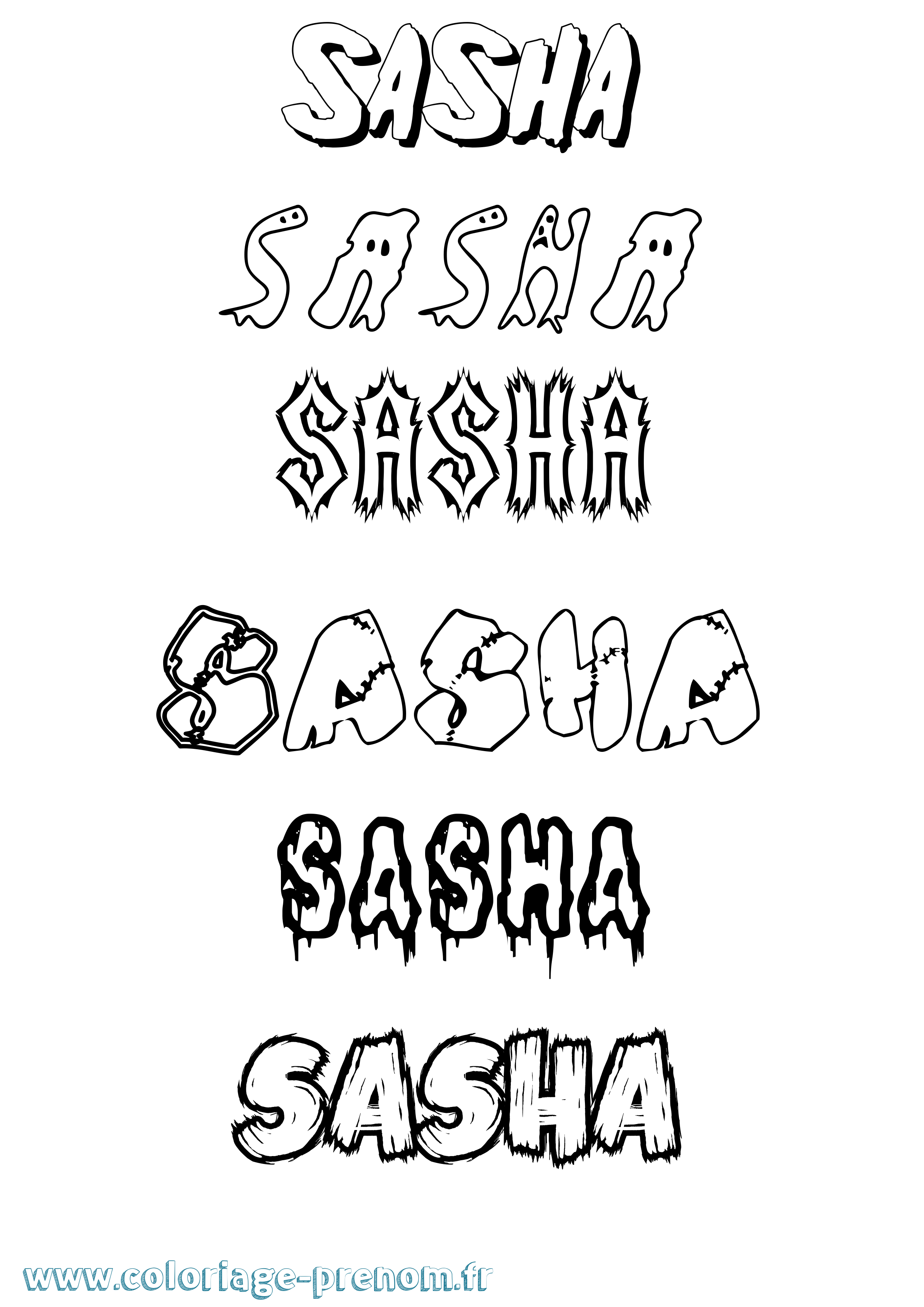 Coloriage prénom Sasha