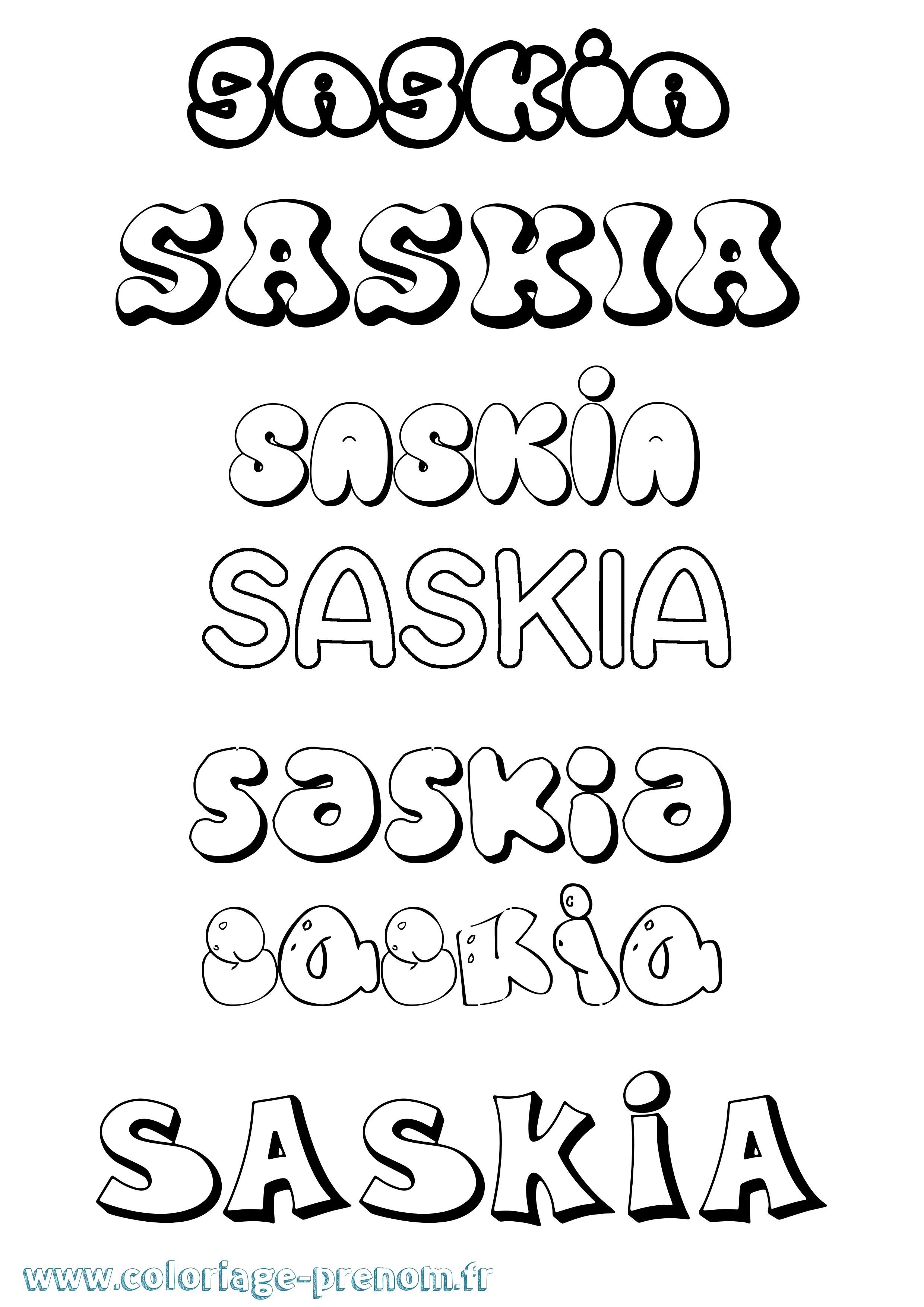 Coloriage Saskia Coloriage prénom Saskia