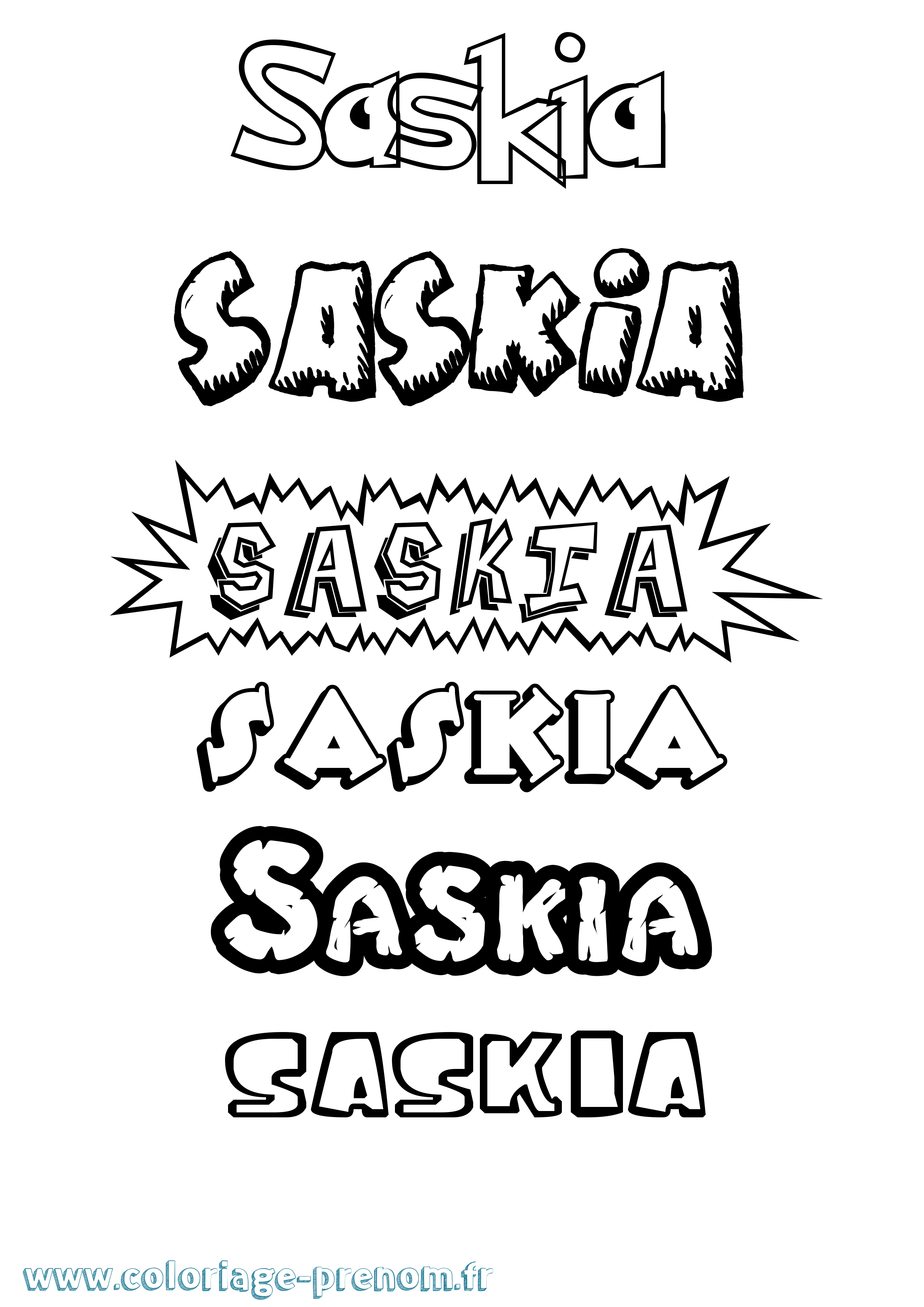 Coloriage Saskia Coloriage prénom Saskia