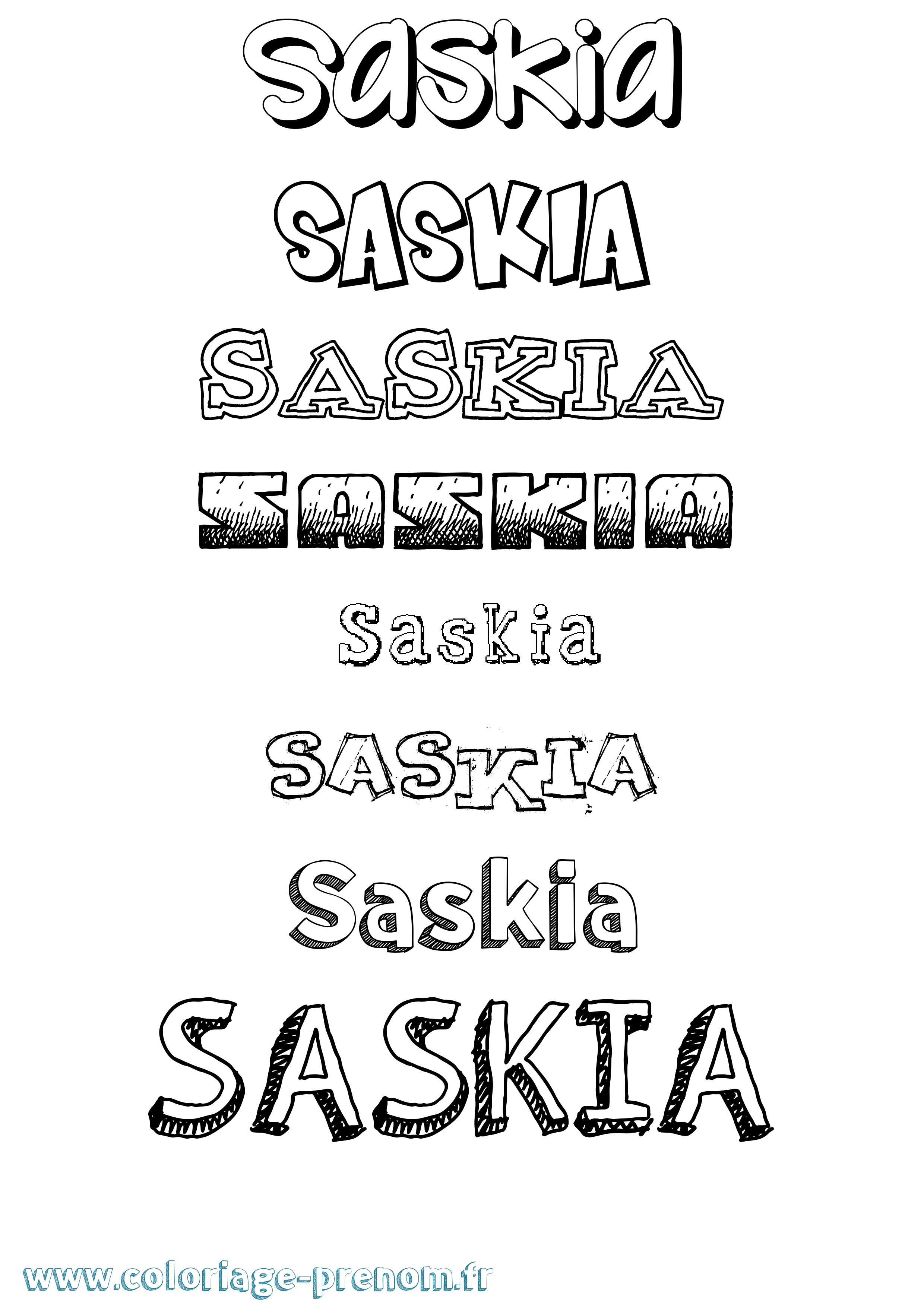 Coloriage Saskia Coloriage prénom Saskia