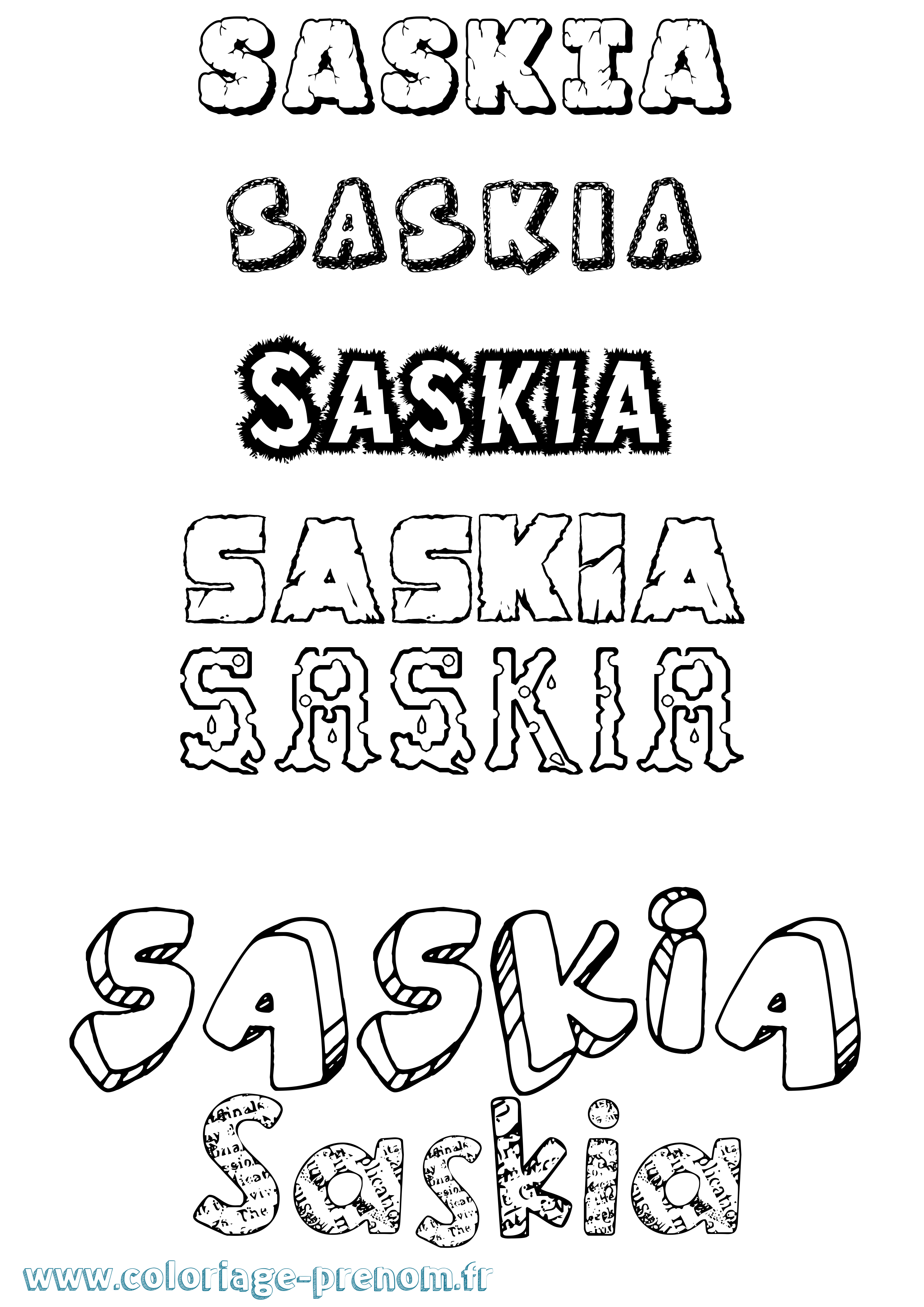 Coloriage Saskia Coloriage prénom Saskia