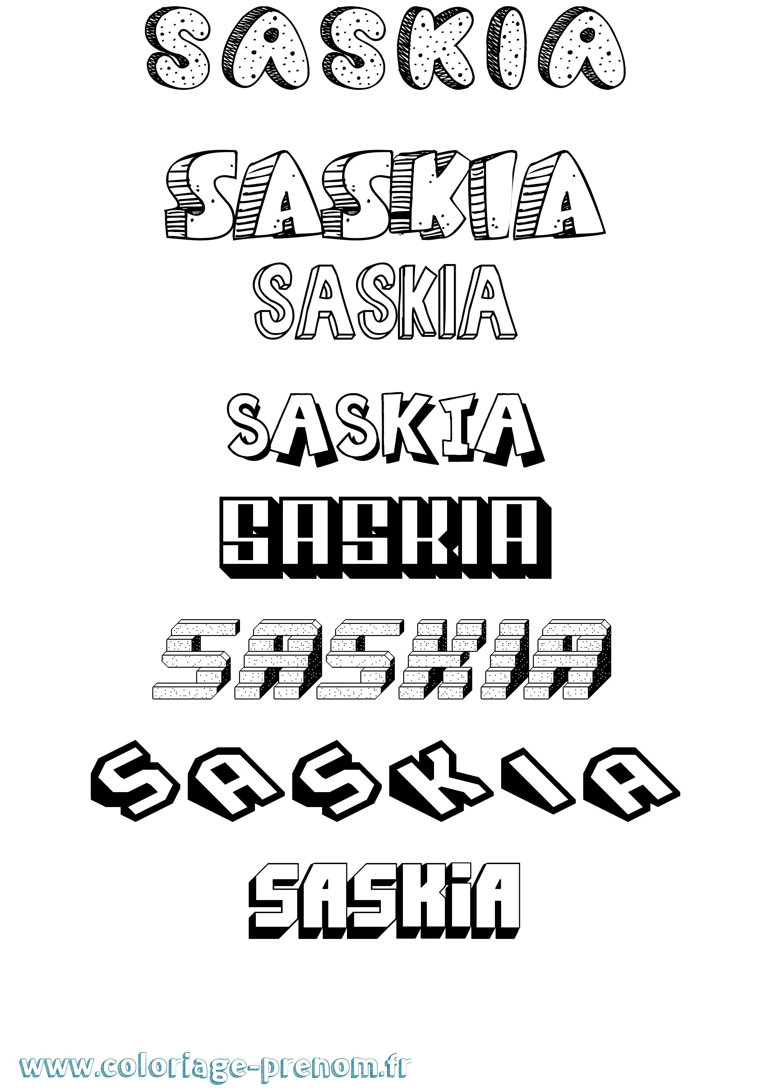 Coloriage Saskia Coloriage prénom Saskia