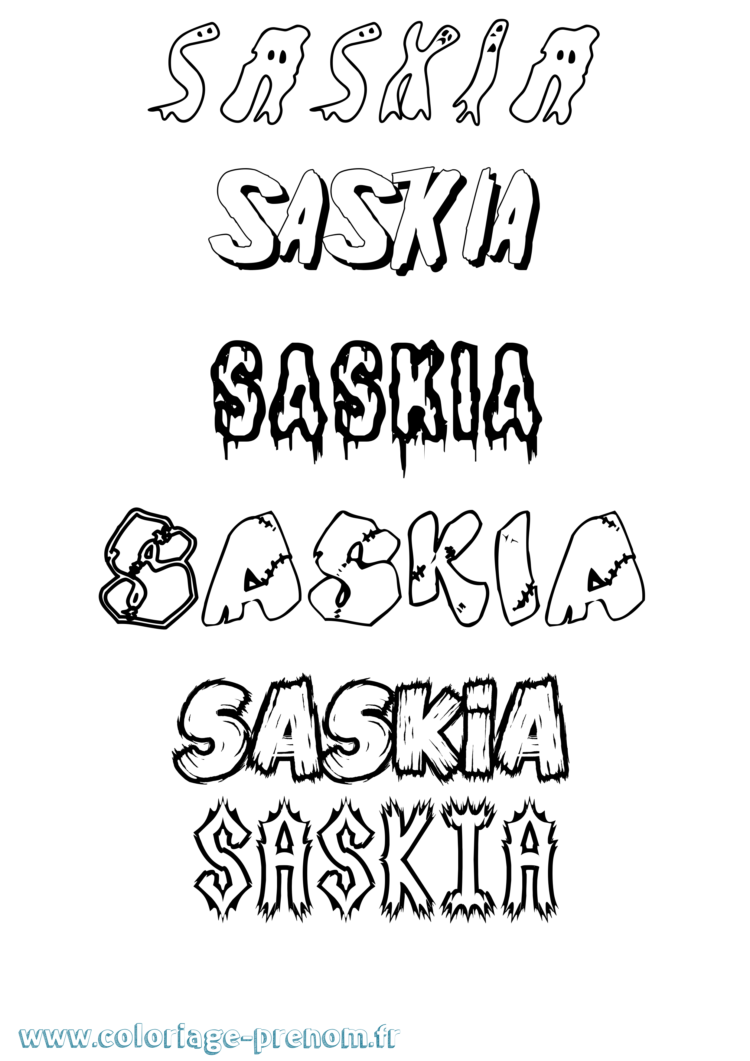 Coloriage Saskia Coloriage prénom Saskia