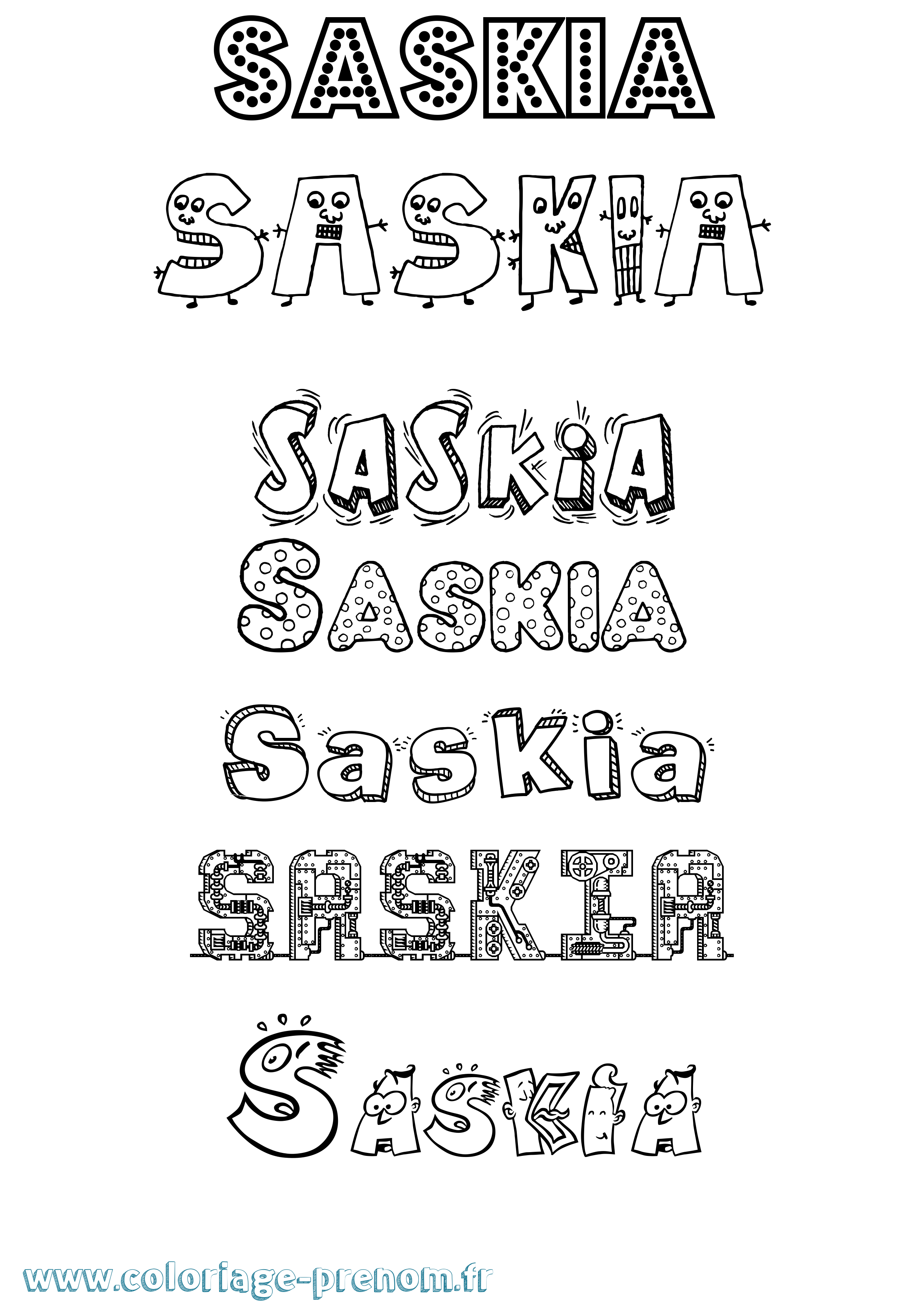 Coloriage Saskia Coloriage prénom Saskia