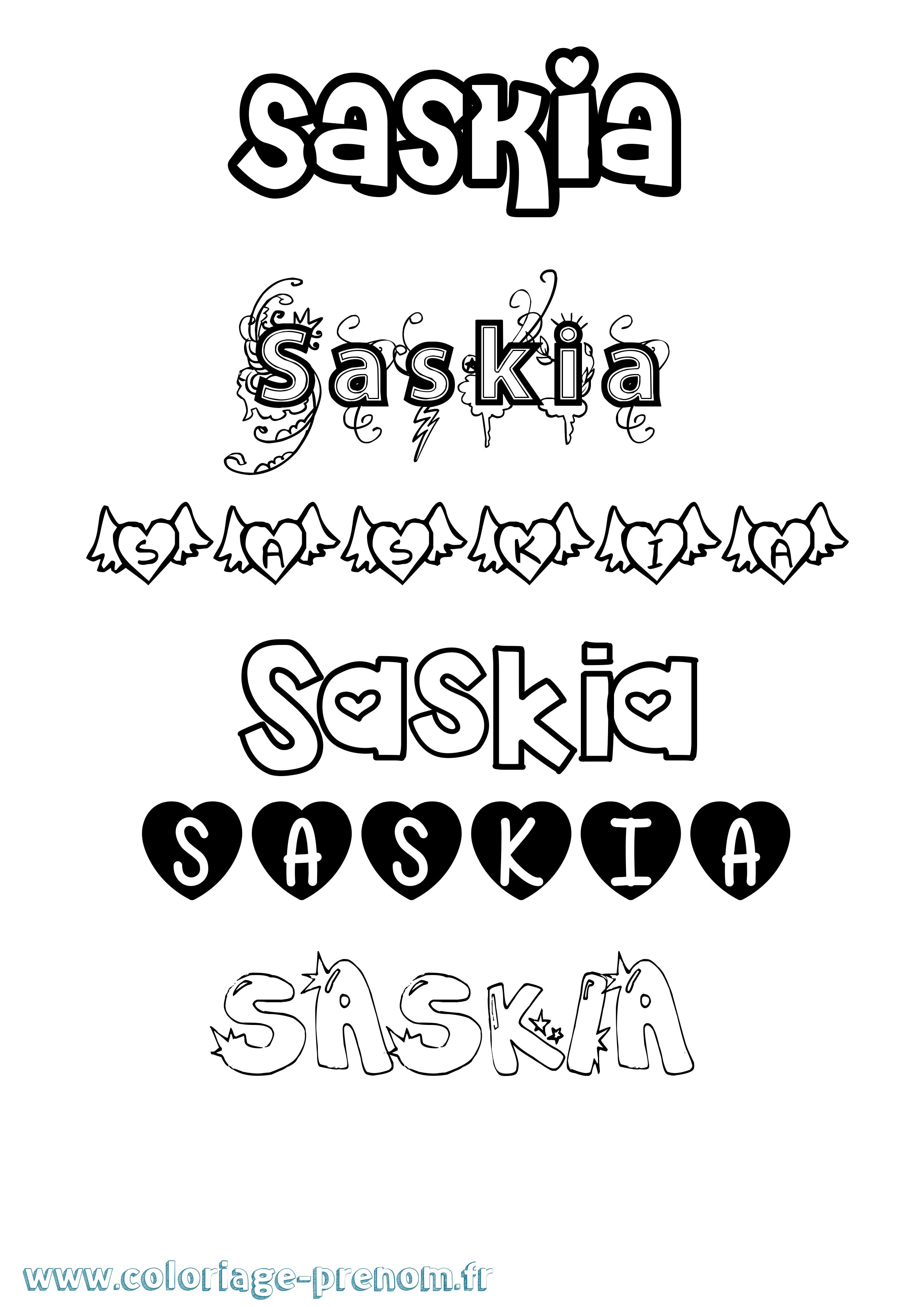 Coloriage Saskia Coloriage prénom Saskia