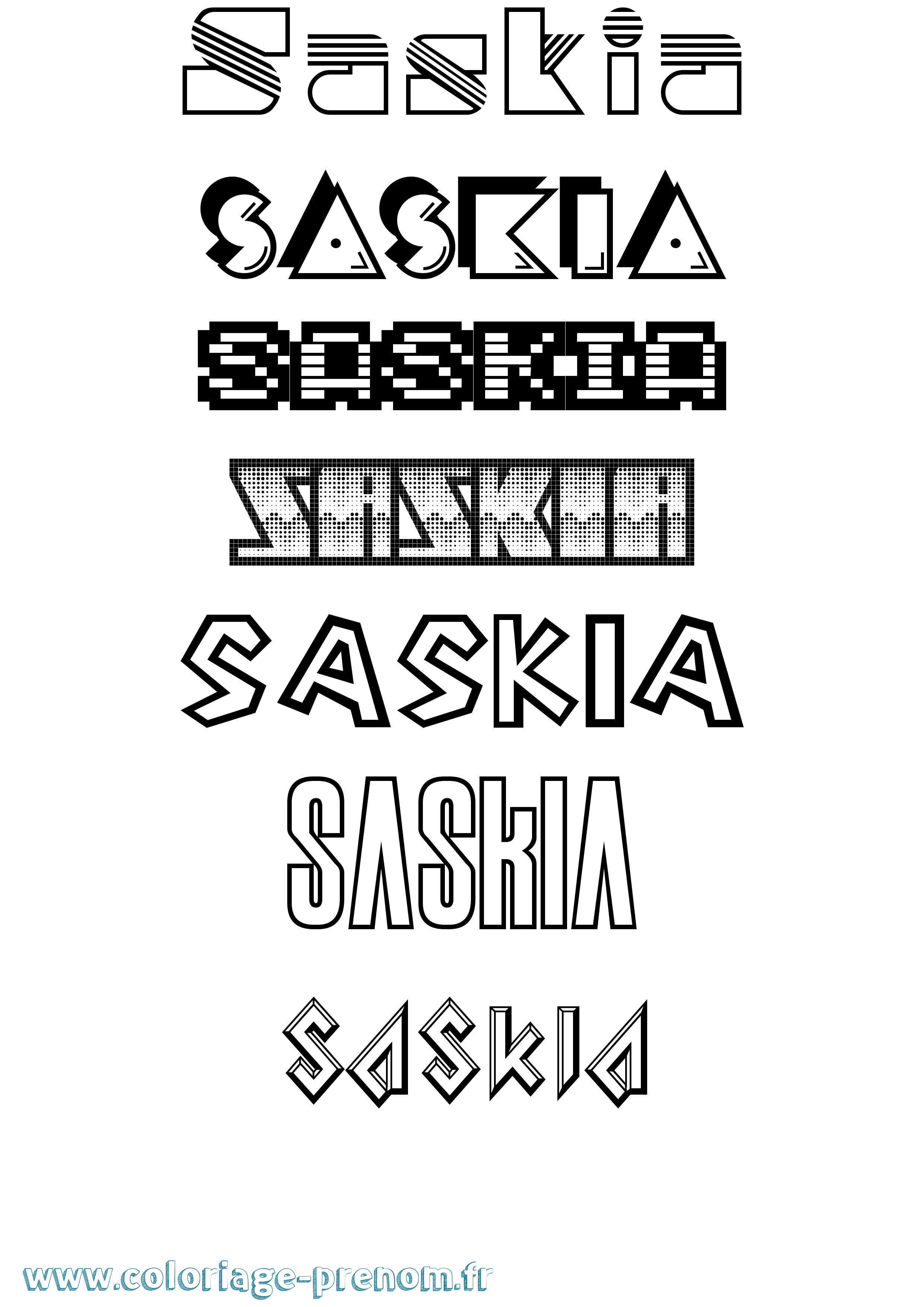 Coloriage Saskia Coloriage prénom Saskia