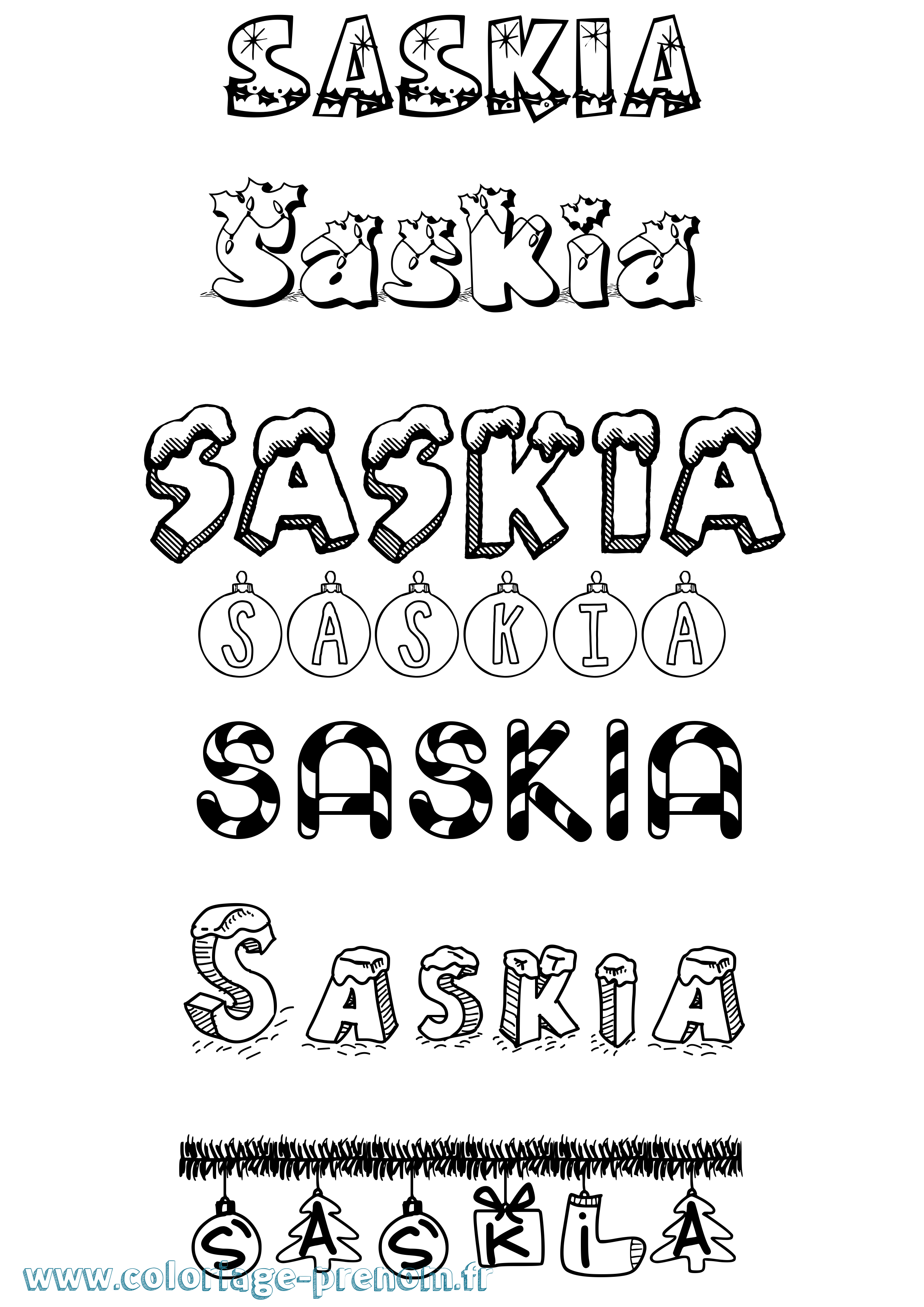 Coloriage prénom Saskia