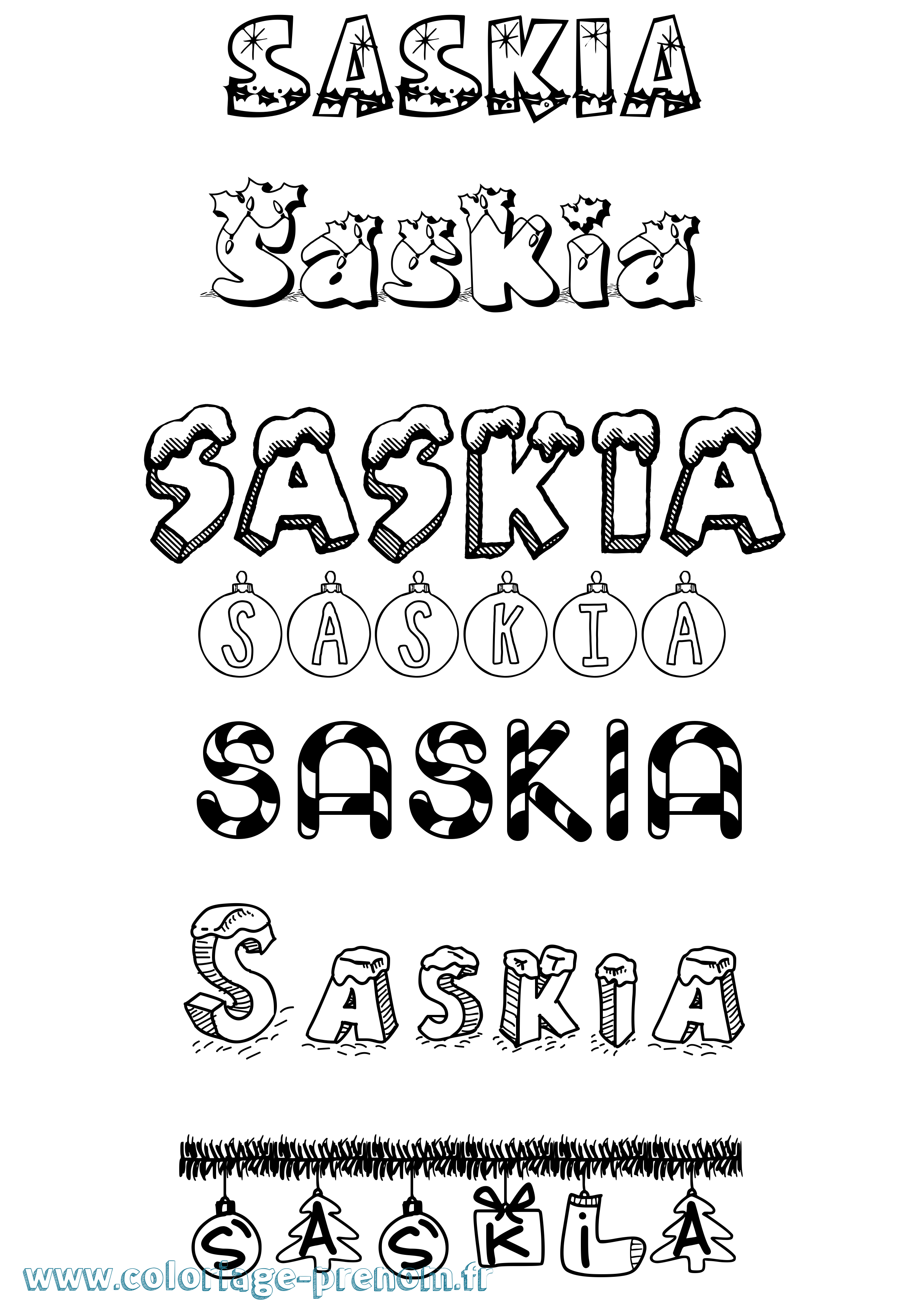 Coloriage Saskia Coloriage prénom Saskia