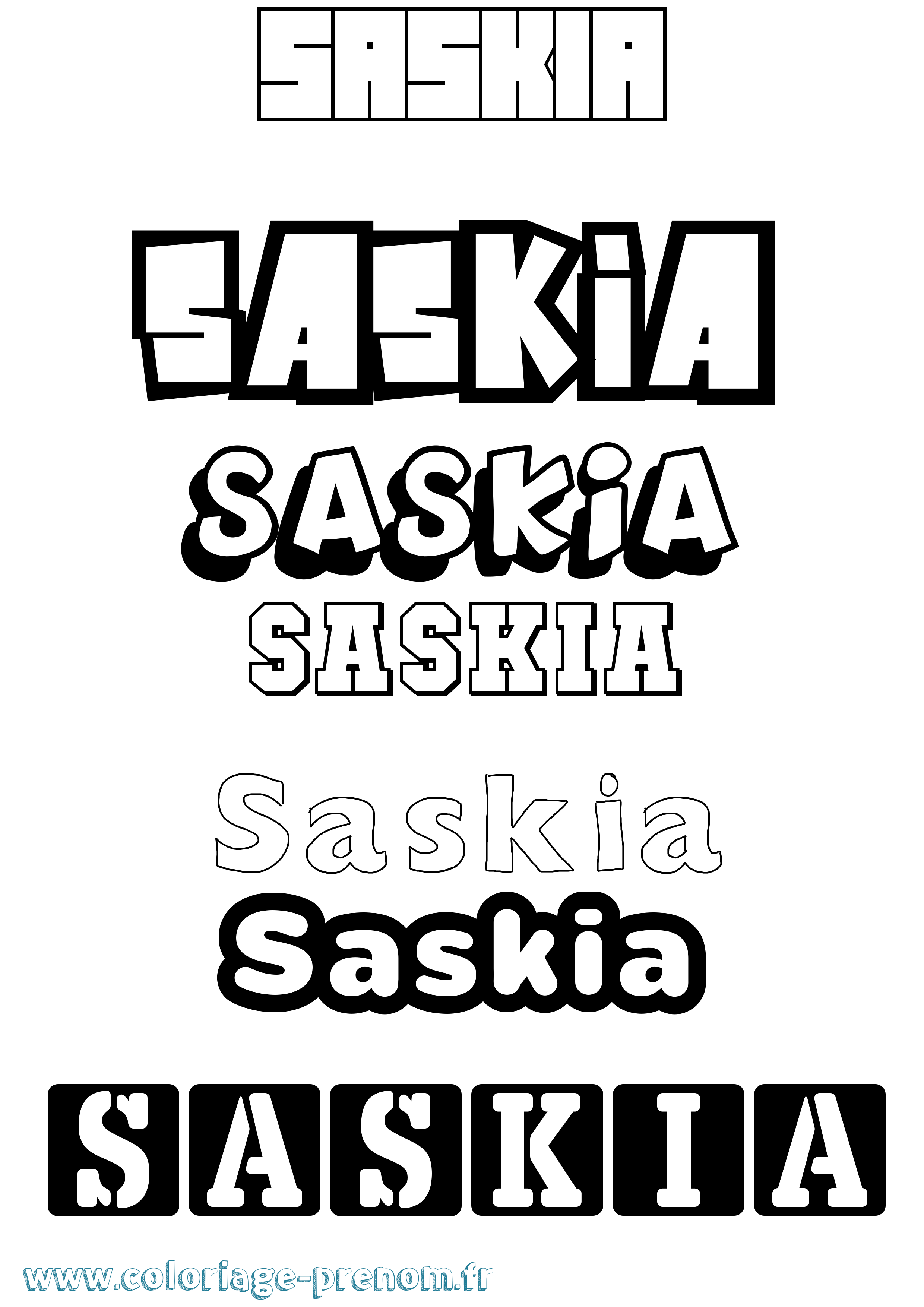 Coloriage Saskia Coloriage prénom Saskia